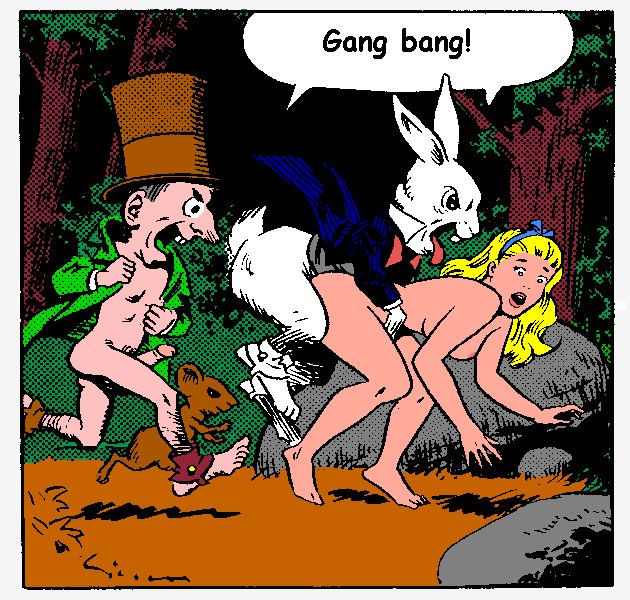 alice_in_wonderland alice_liddell dormouse dormouse_(alice_in_wonderland) mad_hatter nipples penis wally_wood white_rabbit_(wonderland)