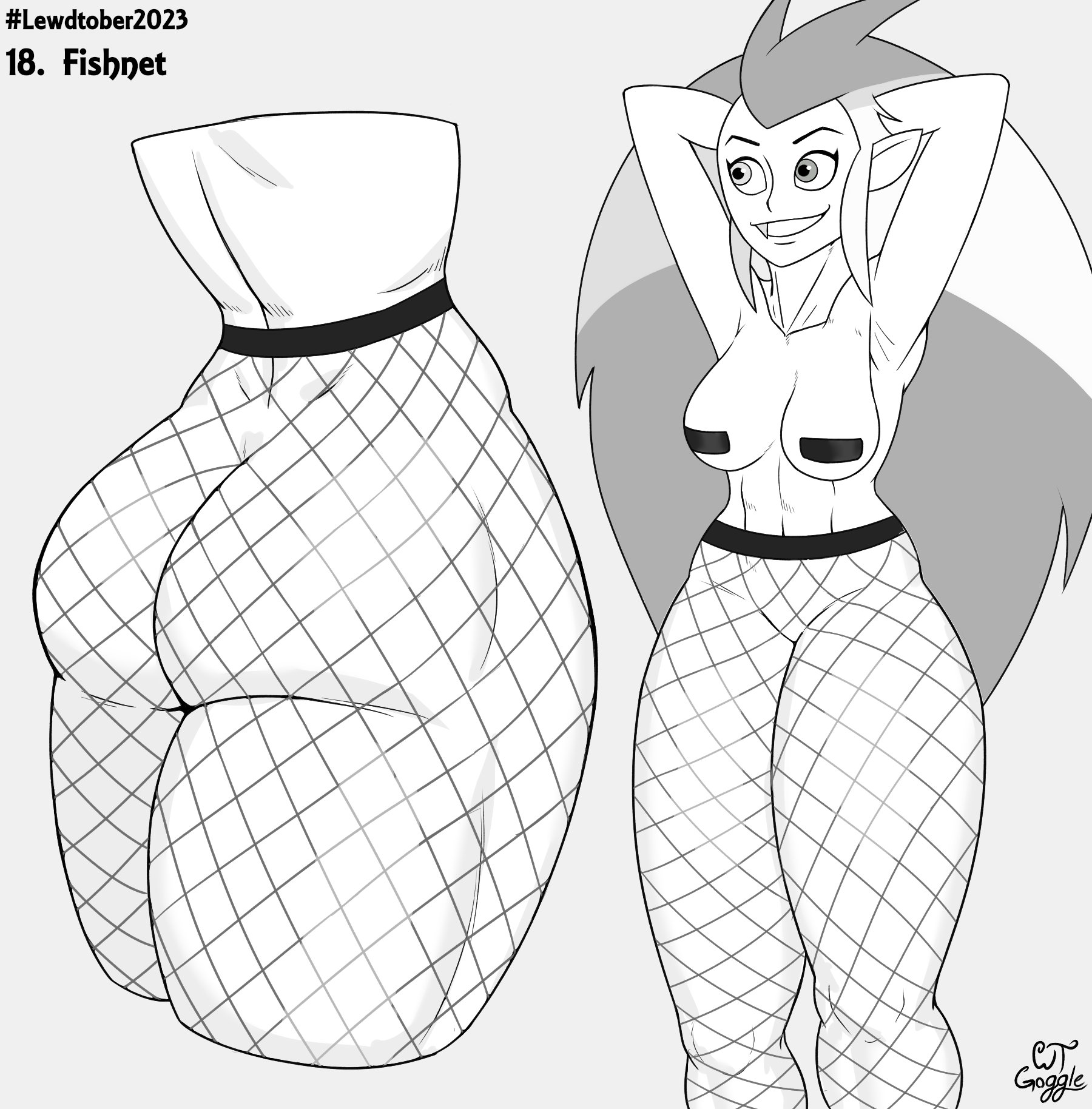 abs, big ass, big butt, eda clawthorne, fishnet, fishnet legwear, fishnet stockings, fishnets, leg-wear, leggings, legwear only, lewdtober, line art, pasties, the owl house, thick thighs, thigh highs, thighhighs, thighs, witch (the owl house), wtgoggle