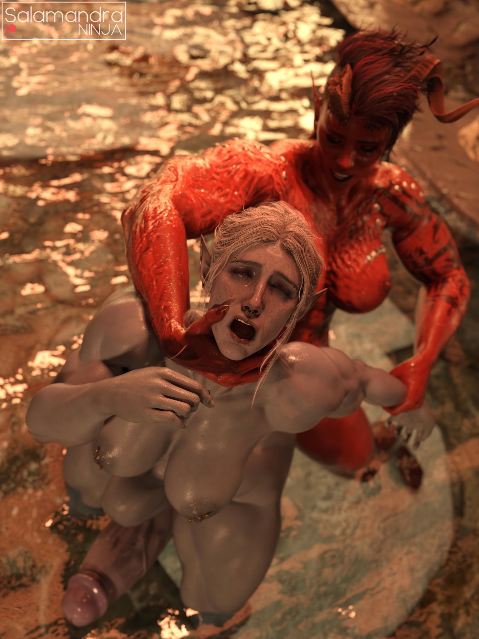2futas, 3d, baldur's gate, baldur's gate 3, big ass, big breasts, breasts, bust, busty, chest, curvaceous, curvy, curvy figure, dickgirl, dickgirl/dickgirl, drow, dungeons and dragons, forgotten realms, futa on futa, futa/futa, futanari, hips, hourglass figure, huge ass, huge breasts, humanoid, intersex, karlach, large ass, large breasts, legs, mature, mature futa, minthara, red body, red skin, red-skinned futa, salamandraninja, slim waist, thick, thick hips, thick legs, thick thighs, thighs, tiefling, voluptuous, voluptuous futa, waist, wide hips
