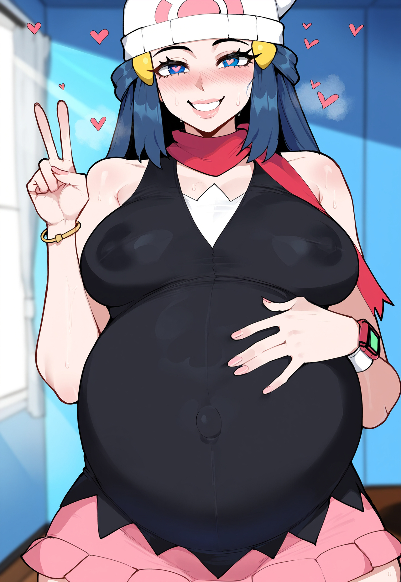 1girls, ai generated, ass, big breasts, blue eyes, blue hair, breasts, dawn (pokemon), female, female focus, hips, huge ass, huge breasts, juuicyai, large breasts, light-skinned female, long hair, nipples, nipples visible through clothing, pokemon, pregnant, pregnant belly, pregnant female, wide hips