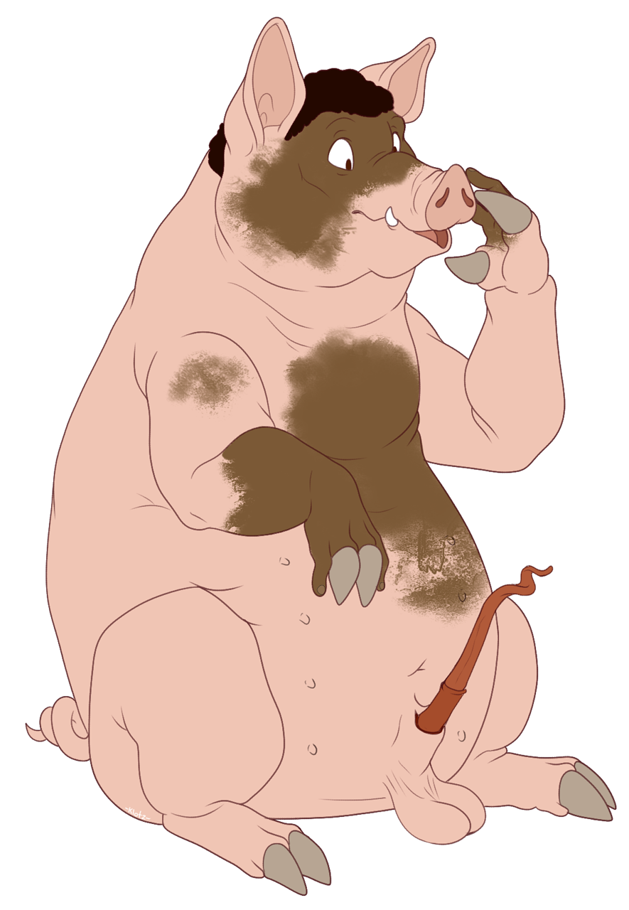 anatomically_correct domestic_pig forepawz gain male male_only mammal nude overweight penis shadowpelt slightly_chubby suid suina surprise sus_(pig) transformation weights wild_boar