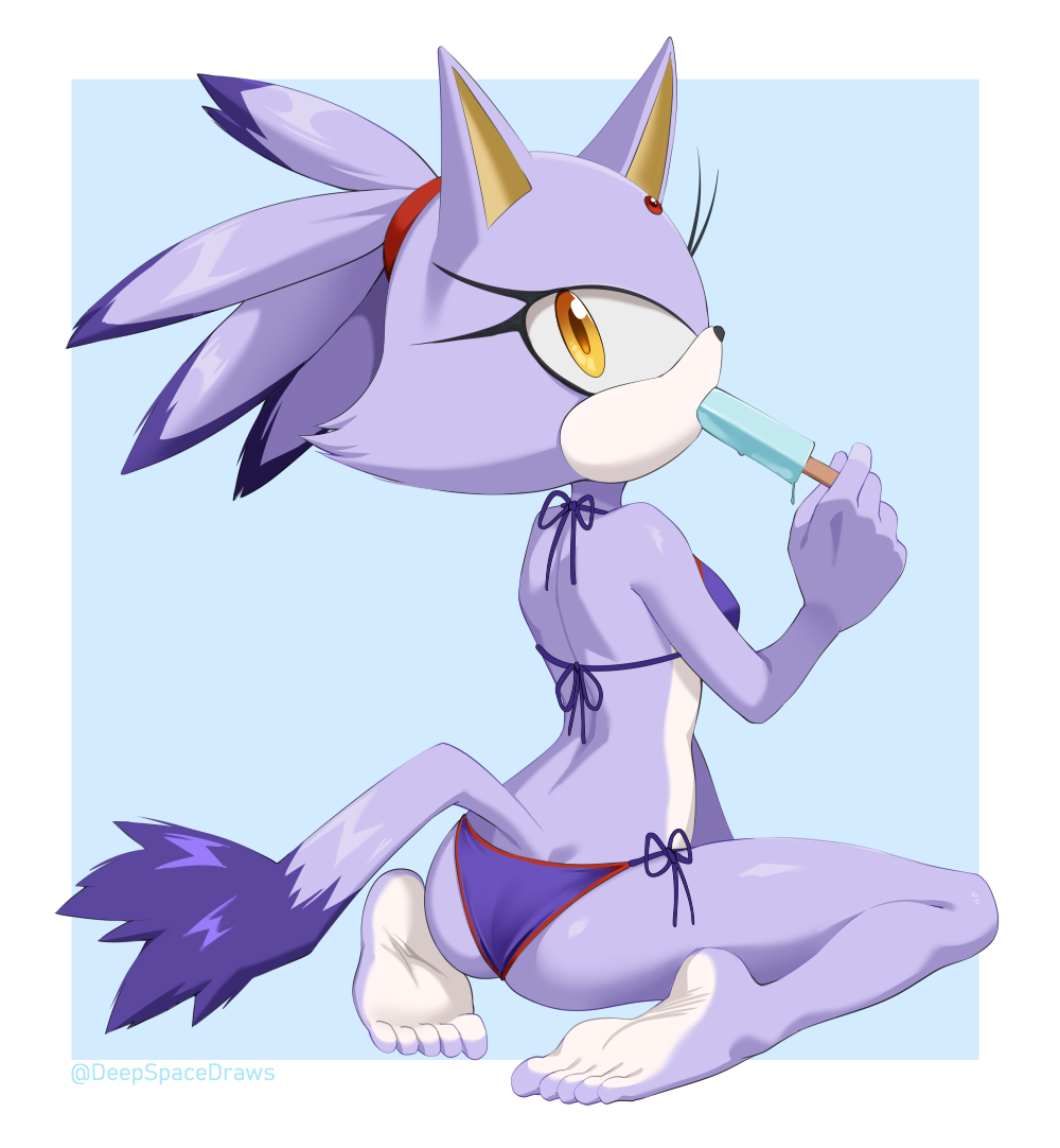 beach, bikini, blaze the cat, deepspace, ice cream, self upload, sonic (series), sonic the hedgehog (series)