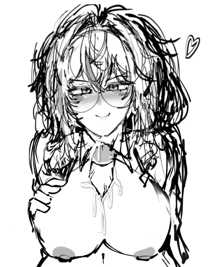 1boy, 1girl, breasts, cum on breasts, glasses, large breasts, lipstick, looking at viewer, nipples, no color, oc, paizuri, penis, roblox, robloxian, rule 63, self upload, sketch, smiling, smiling at viewer, sweat, sweating body, tagme, tagme (artist), titfuck, titjob, tits