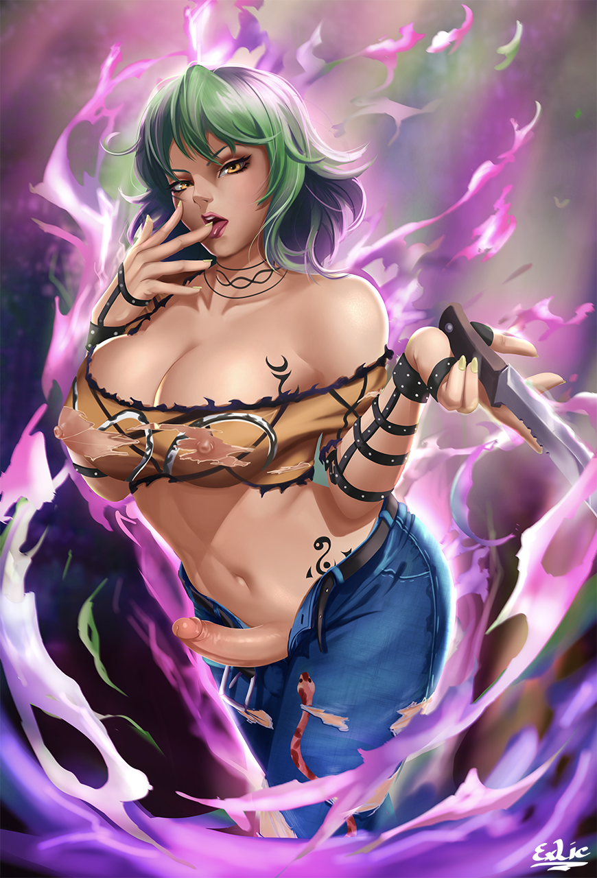 1futa, 2019, areolae, big breasts, breasts, erection, exlic, futa only, futanari, hikage (senran kagura), intersex, large breasts, looking at viewer, nipples, penis, senran kagura, solo, solo futa