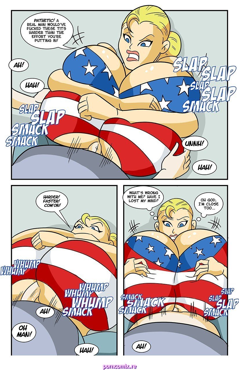 1boy 1girls 8muses american_flag american_flag_bikini angry_sex between_breasts blonde_hair blue_eyes bra breast_squeeze breast_squish breasts comic dialogue encouragement faceless faceless_male female glassfish hyper hyper_breasts incest major_melons milf moaning mother_and_son naughty_face offscreen_character offscreen_male outercourse paizuri paizuri_under_clothes rough_sex screaming seductive speech_bubble straight thought_bubble