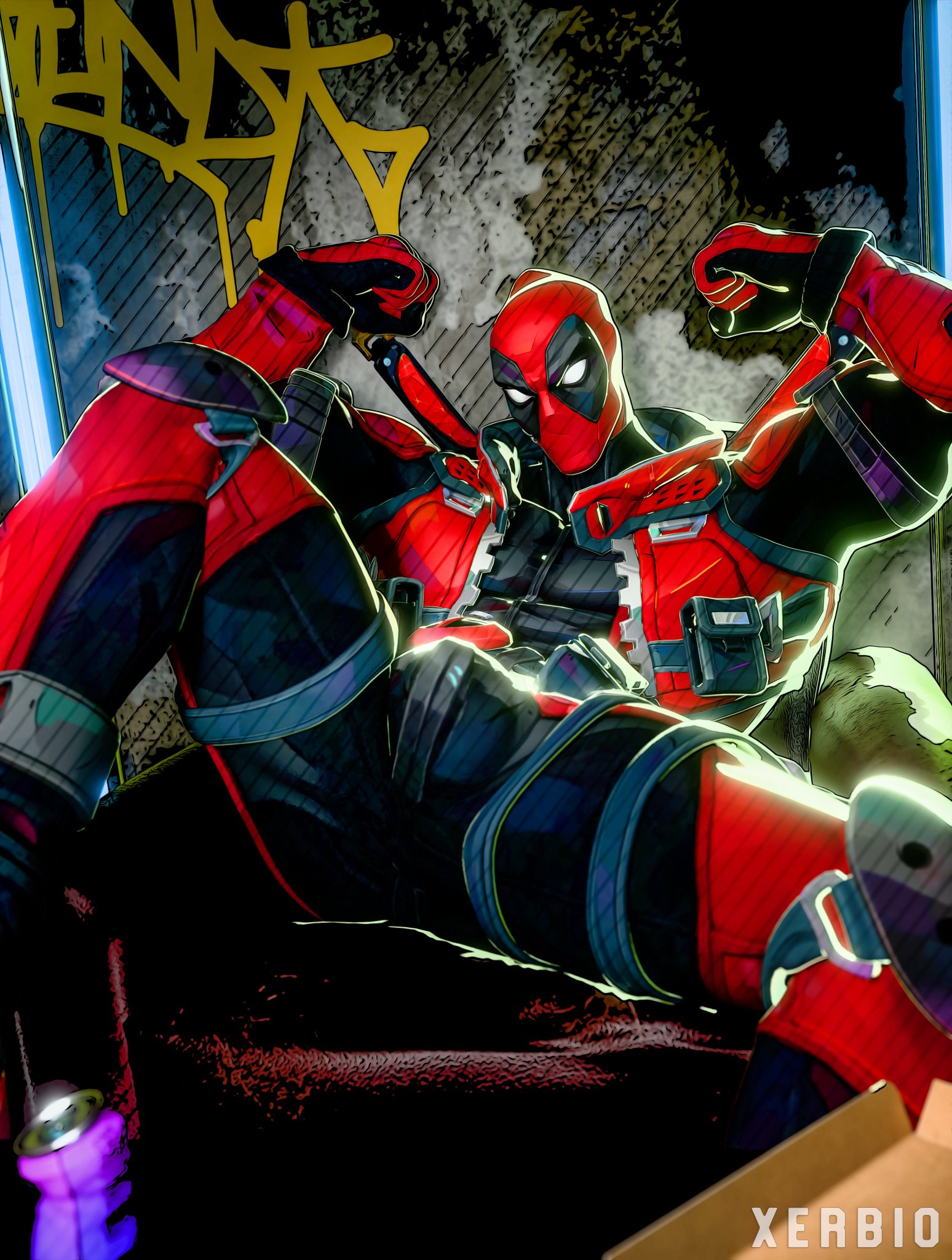bara, bulge, clothed, deadpool, deadpool (marvel rivals), gay, male, male only, marvel, marvel rivals, mask, masked, masked male, solo, xerbio