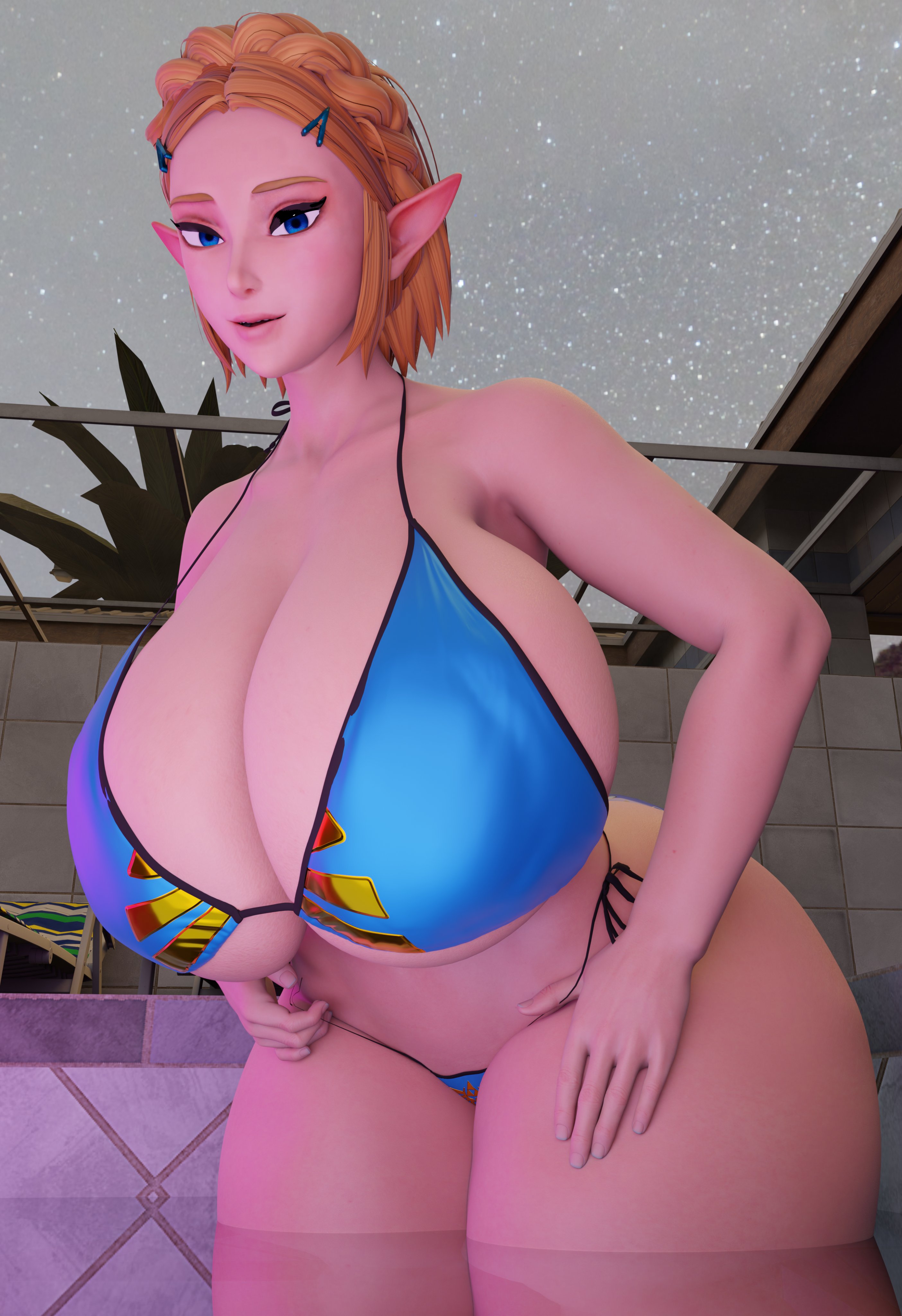 1girls, 3d, alienwrench, big ass, big breasts, bikini, blender, blonde female, blonde hair, blue bikini, blue eyes, cleavage, female, female only, huge breasts, hylian, hylian ears, large breasts, nintendo, pool, princess zelda, princess zelda (scrag boy), scrag boy (model), short hair, tears of the kingdom, the legend of zelda, thick hips, thick thighs, wide hips, zelda (tears of the kingdom)