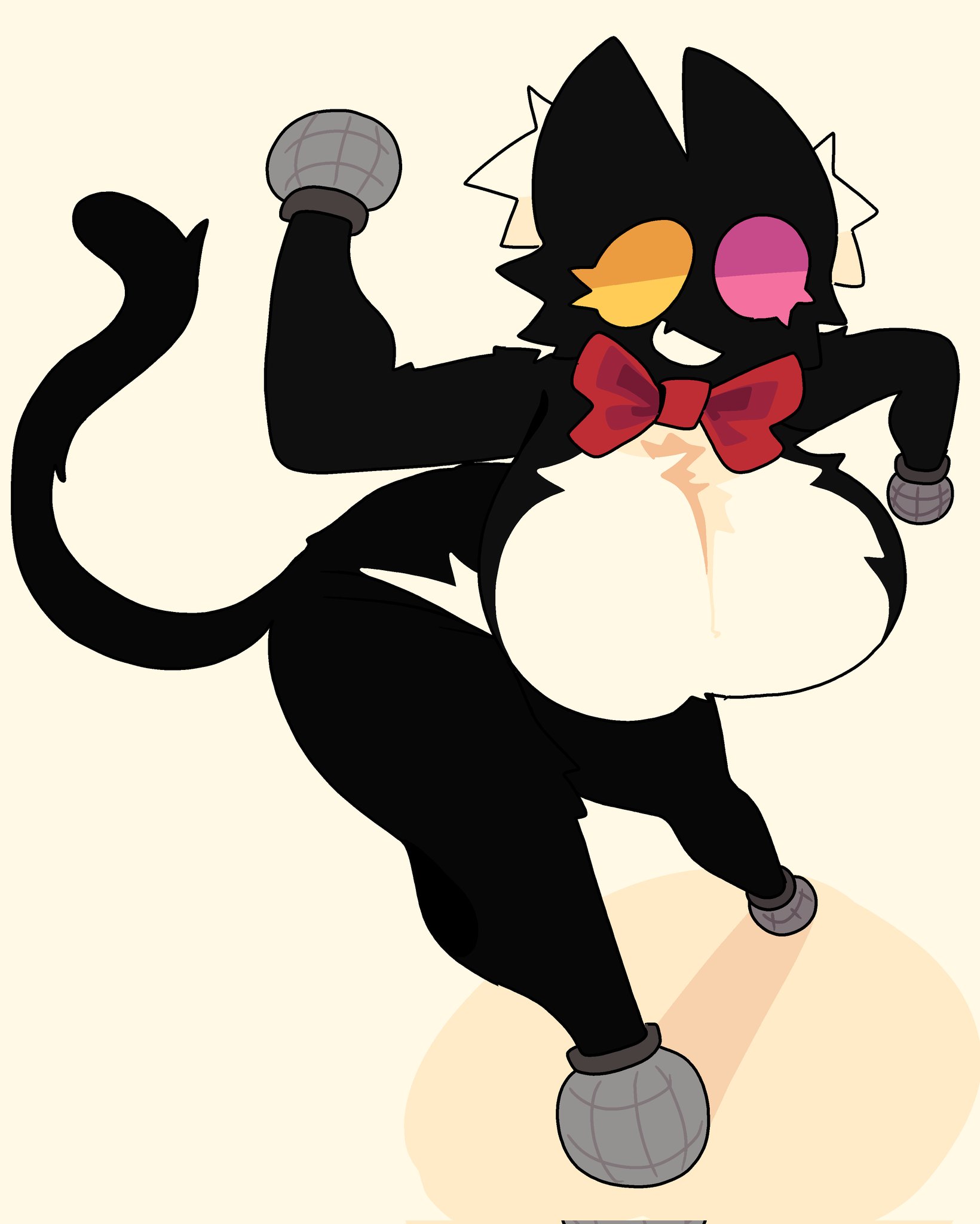2d, big breasts, bowtie, breasts, cat ears, cat girl, cat humanoid, cat mike (deltarune), cat tail, deltarune, female, furry, pluey (deltarune), rule 63, spritehunter007