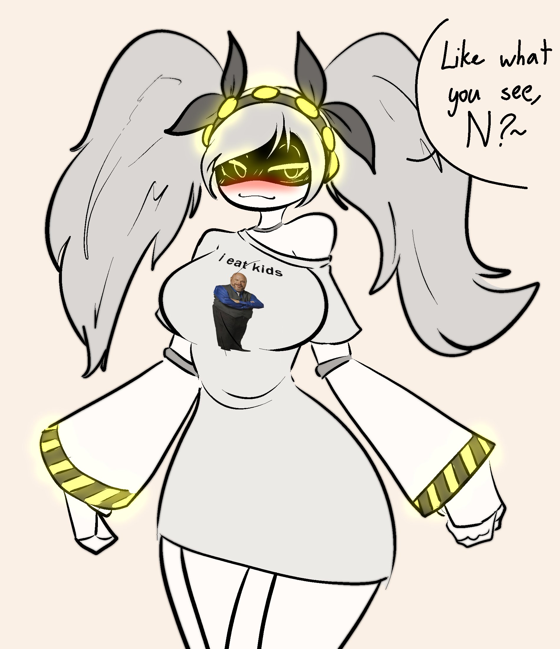 female, female only, j (murder drones), murder drones, shirt only, thick thighs, twintails, wide hips, yunariee