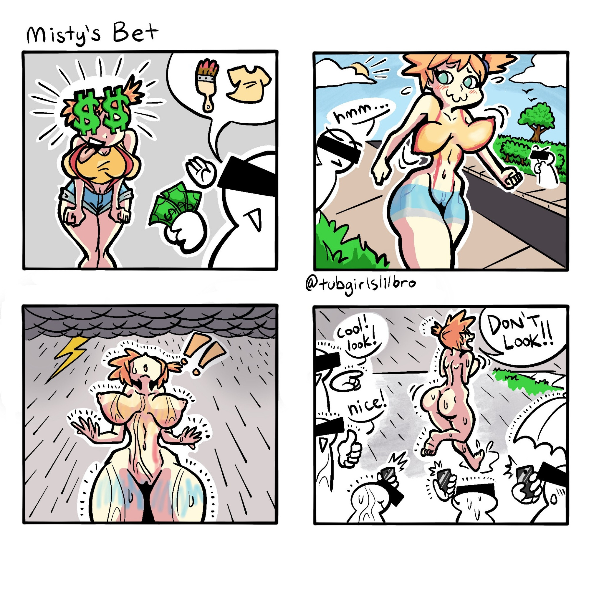 1girls, ass, barefoot, breasts, completely nude, completely nude female, embarrassed, embarrassed naked female, embarrassed nude female, enf, extreme exposure humiliation, female, full body, gym leader, humiliation, kasumi (pokemon), naked, naked female, nude, nude female, painted clothes, pokegirl, pokemon, pokemon rgby, public, public humiliation, public nudity, pussy, rain, raining, sexy body, tagme, tubgirlslilbro