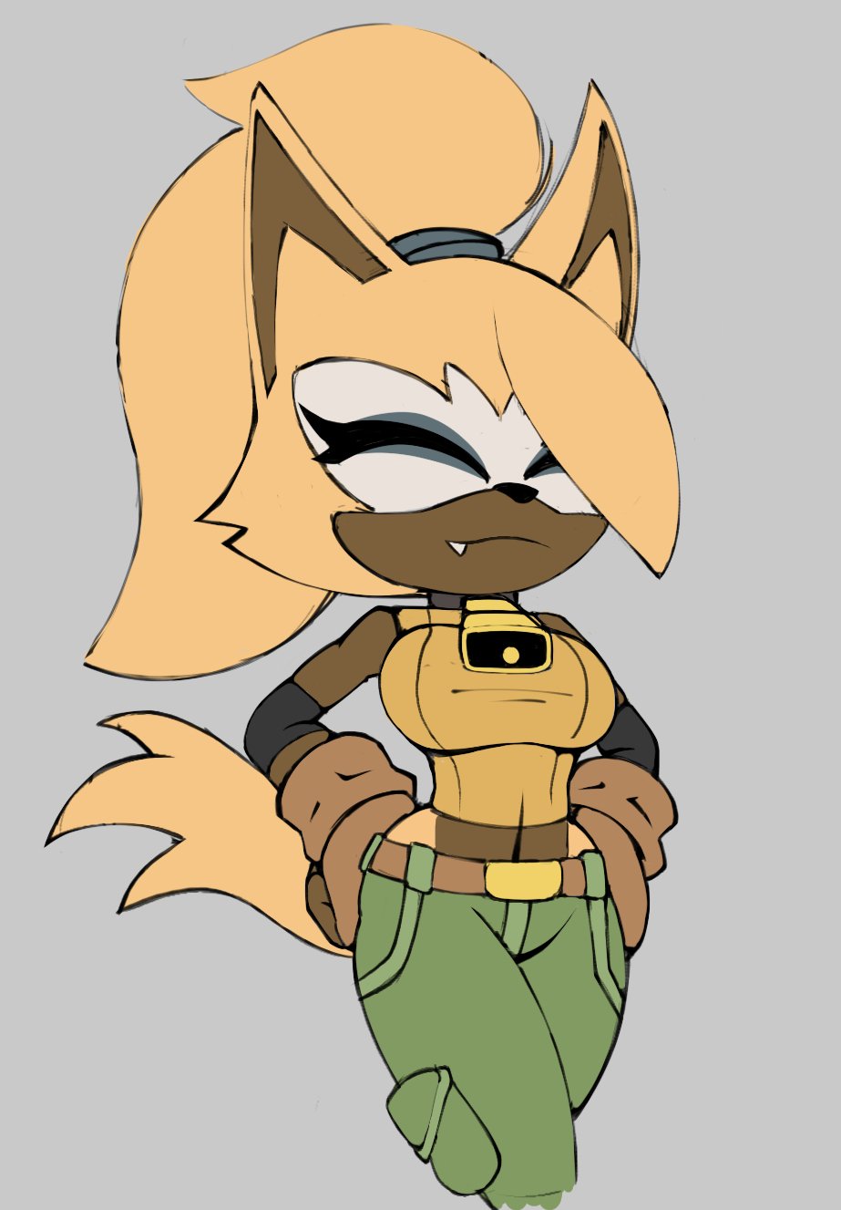 2d 2d_(artwork) 2d_artwork arms_on_hips bell_collar belly_button big_boobies big_breasts big_titties busty busty_female cargo_pants closed_eyes cosplay dark-skinned_female deliciouscake eyelashes fangs fingerless_gloves lanolin_the_sheep_(cosplay) large_breasts ponytail sega sleveless_shirt sonic_(series) sonic_the_hedgehog_(idw) sonic_the_hedgehog_(series) thick_ass thick_butt thick_hips thick_thighs thighs thin_waist tight_clothing whisper_the_wolf wide_hips wide_thighs wolf_ears wolf_girl wolf_tail