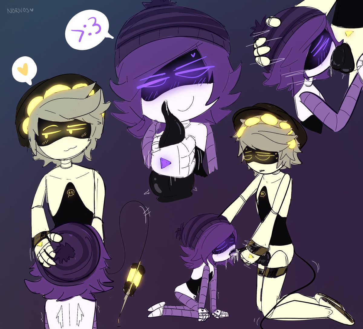 1boy, 1boy1girl, 1girls, blowjob, male/female, murder drones, n (murder drones), norivos, oral sex, straight, uzi (murder drones)