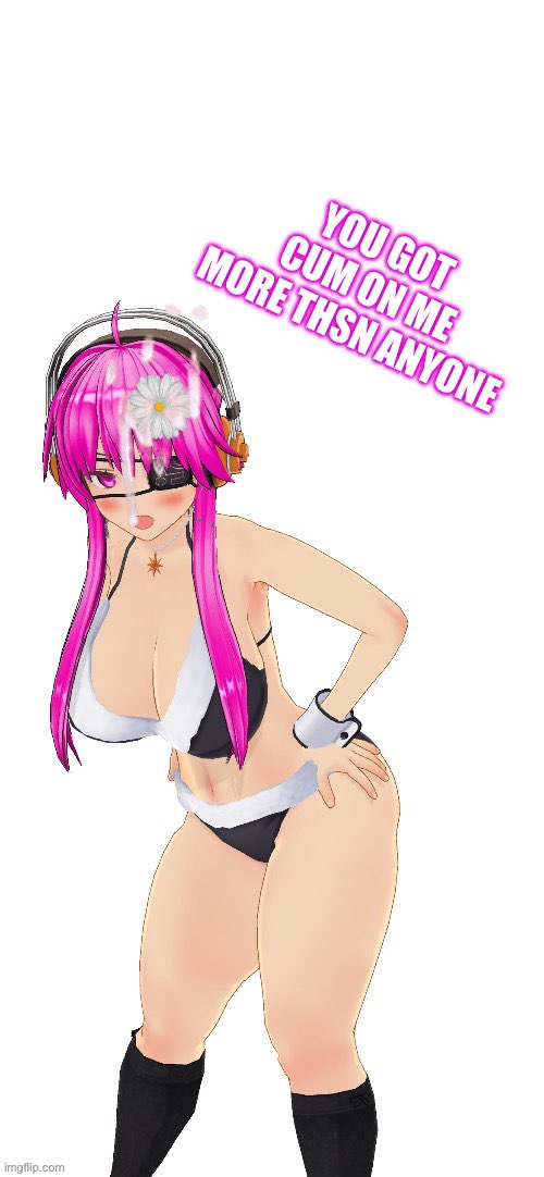 black_socks collar cum_on_face eyelashes eyepatch hand_on_hip inkie_(inkierose) inkierose_(inkierose) pink_eyes pink_hair sexy_bikini socks text