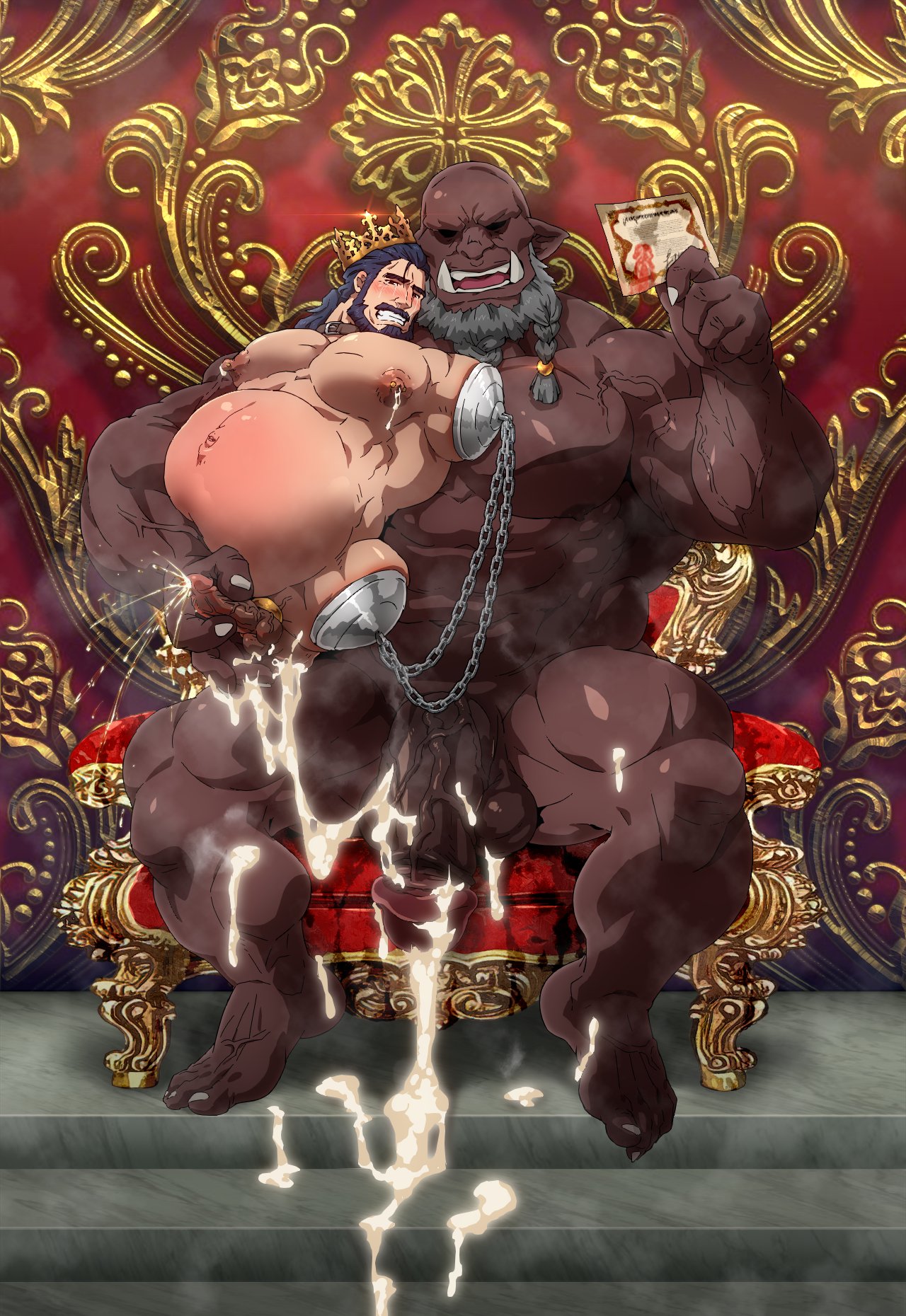 amputee, bara, belly, collar, cumming, defeated, gay, inflation, konohanaya, male, male lactation, male only, malesub, missing limbs, monster, muscular, muscular chest, muscular male, no limbs, orc, size difference, slave, submissive male, yaoi