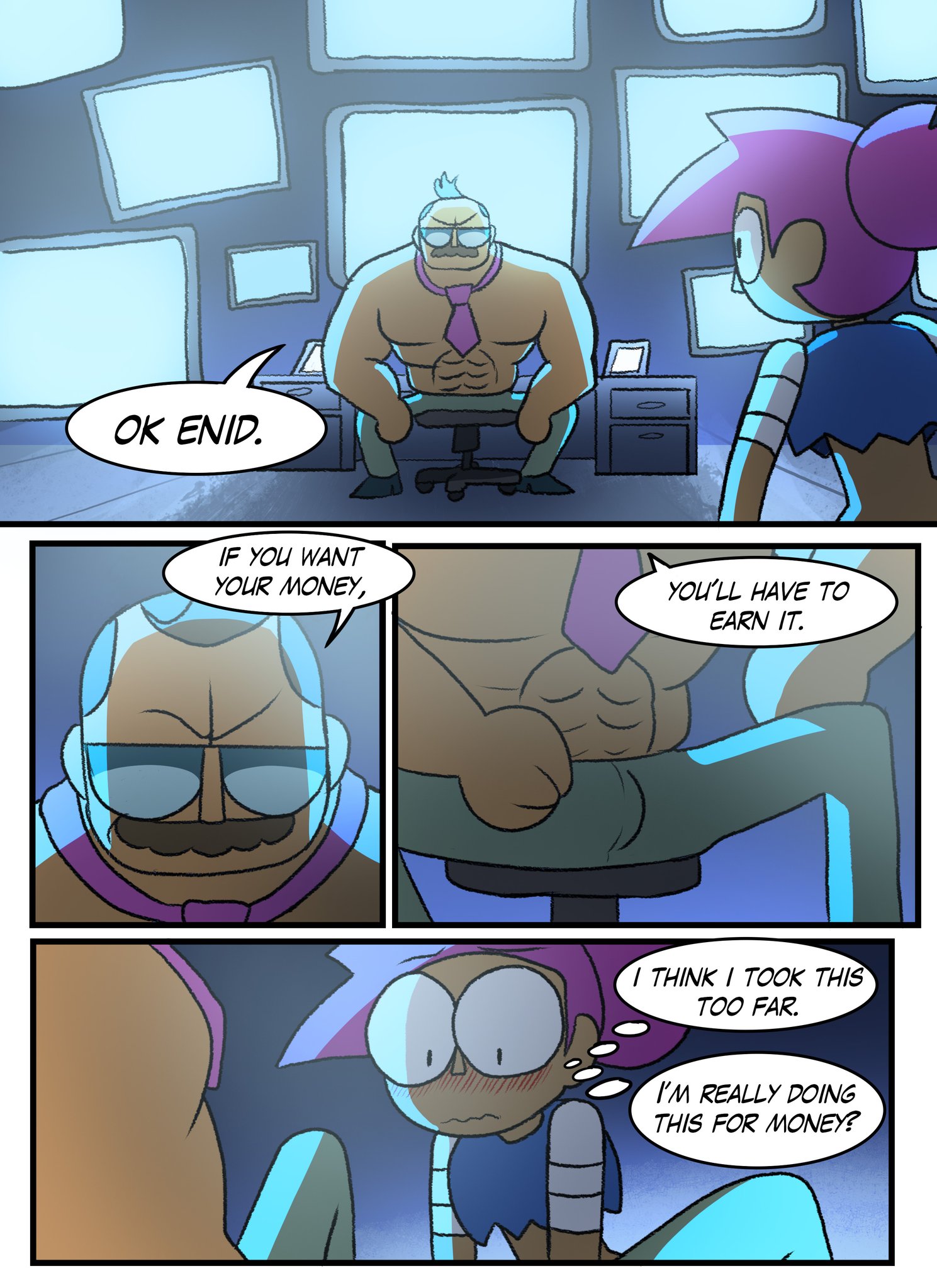 1boy, 1girls, 2019, cartoon network, comic, english text, enid, female, inkershike, male, mr. gar, ok k.o.! let's be heroes, penis, text