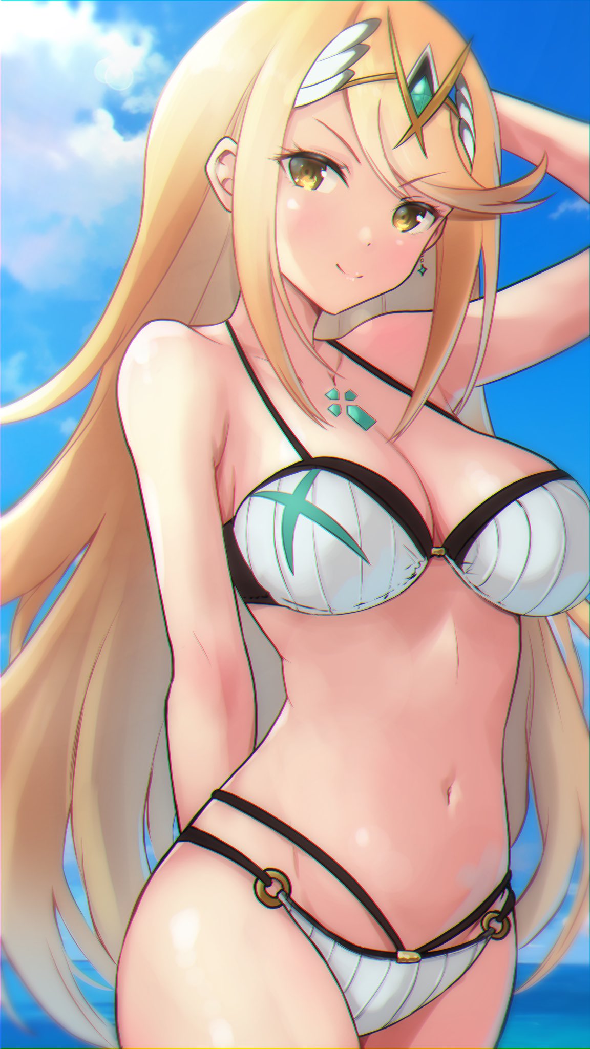 breasts female female_only kwrssbsp mythra nintendo solo swimsuit tagme xenoblade_(series) xenoblade_chronicles_2