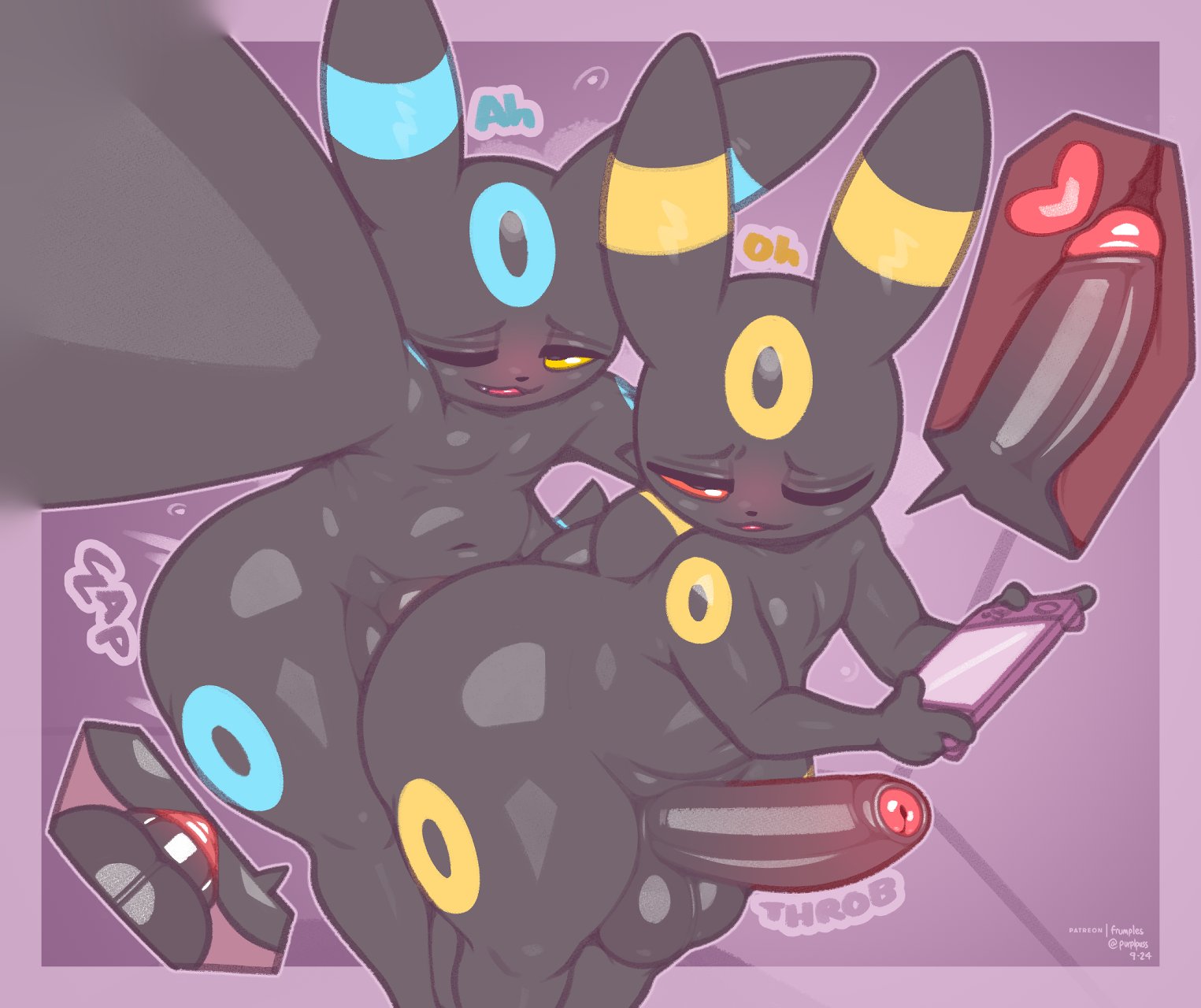 2024, 2d, 2d (artwork), anal, anal sex, anthro, anthro on anthro, anthro penetrated, anthro penetrating, anthro penetrating anthro, anthrofied, ass, balls, big ass, big butt, black body, digital media (artwork), duo, eeveelution, femboy, foreskin, frumples, game freak, gay, generation 2 pokemon, genitals, heart, hi res, holding object, huge ass, huge butt, humanoid genitalia, humanoid penis, internal, male, male penetrated, male penetrating, male penetrating male, male/male, mammal, markings, nintendo, nude, nude anthro, nude male, one eye closed, onomatopoeia, penetration, penile, penile penetration, penis, pokemon, pokemon (species), quality, red sclera, selfie, sex, shiny pokemon, simple background, standing, tail, thick thighs, umbreon, uncircumcised, wide hips, x-ray, yellow sclera