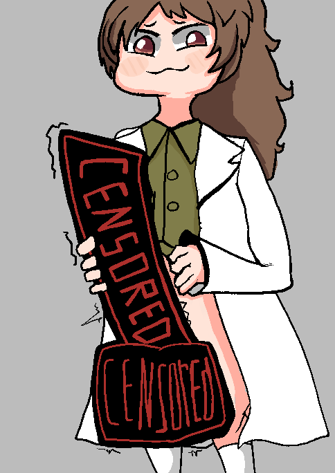 1futa :3 brown_hair carmen_(lobotomy_corporation) censored censored_(lobotomy_corporation) censored_penis futa_only futanari library_of_ruina light_blush lobotomy_corporation long_hair long_socks mostly_clothed mrbicks'_job no_visible_genitalia project_moon red_eyes sassy_dolly