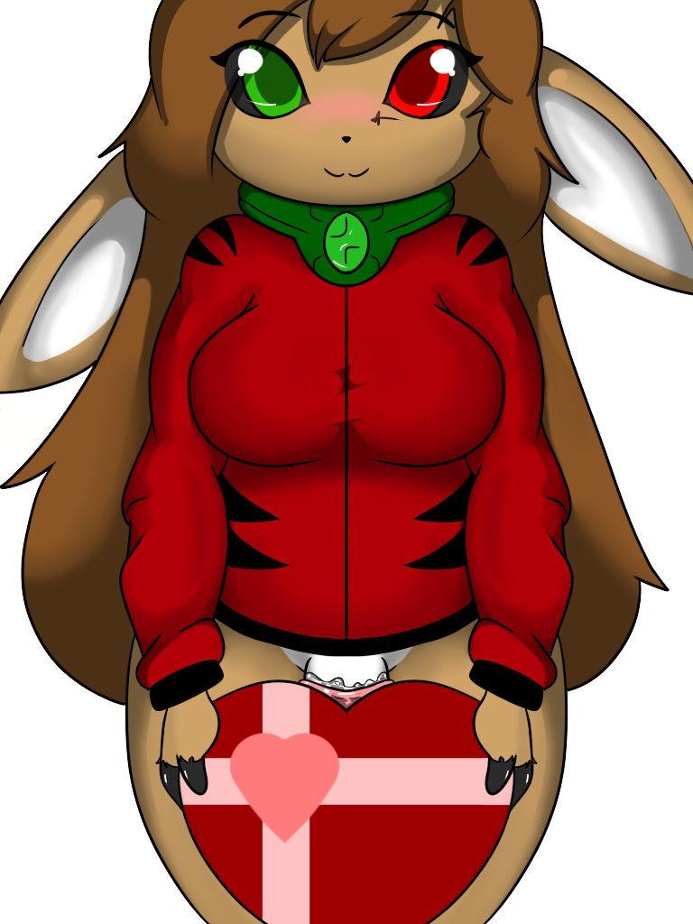 anthro blush bottomless box breasts clothed clothing collar dickgirl hair half_naked heart_icon heart_shape_box henkei henkeiusagi holidays hybrid intersex invalid_tag lagomorph long_hair mammal penetrable_sex_toy penis rabbit sex_toy shy smile valentine's_day