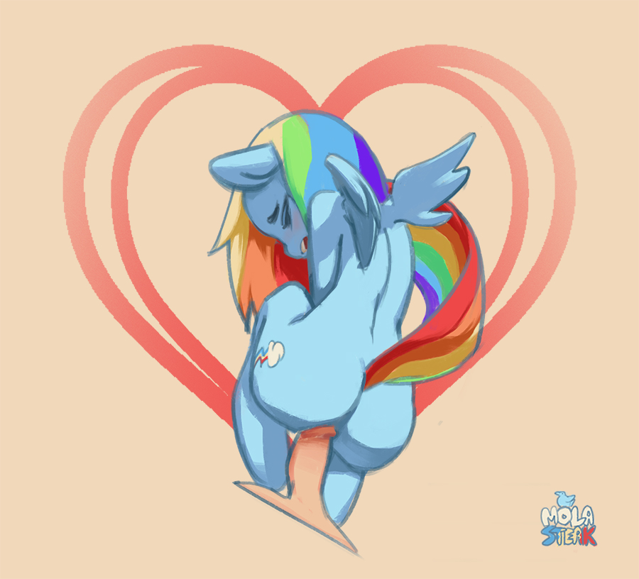 ass blue_hair blush colored cute equine female feral friendship_is_magic green_hair heart horse human_penis male molasteak my_little_pony orange_hair pegasus penetration penis pony rainbow_dash_(mlp) red_hair sex sketch wings yellow_hair