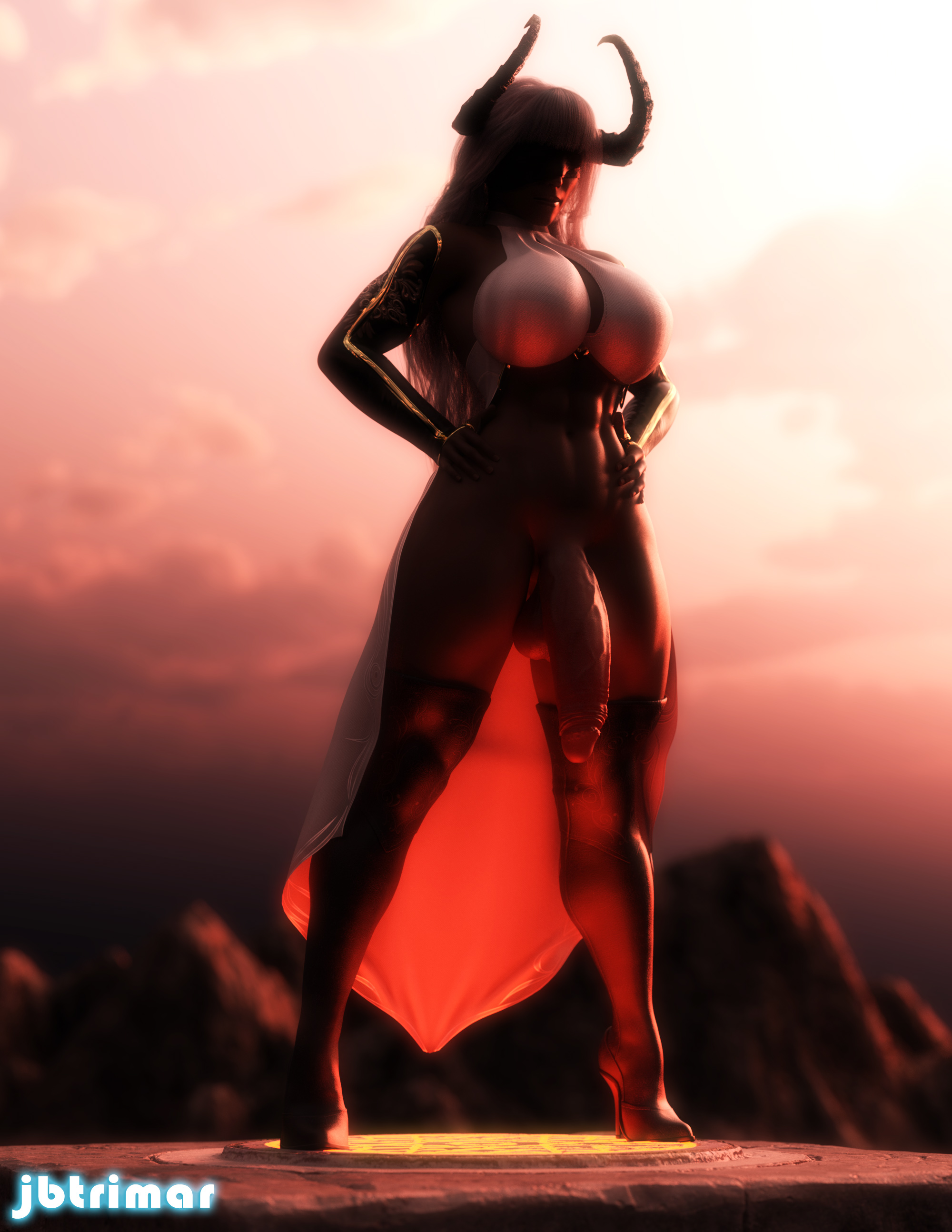1futa, 3d, abs, balls, big penis, breasts, cleavage, dickgirl, futa only, futanari, intersex, jbtrimar, penis, solo, testicles