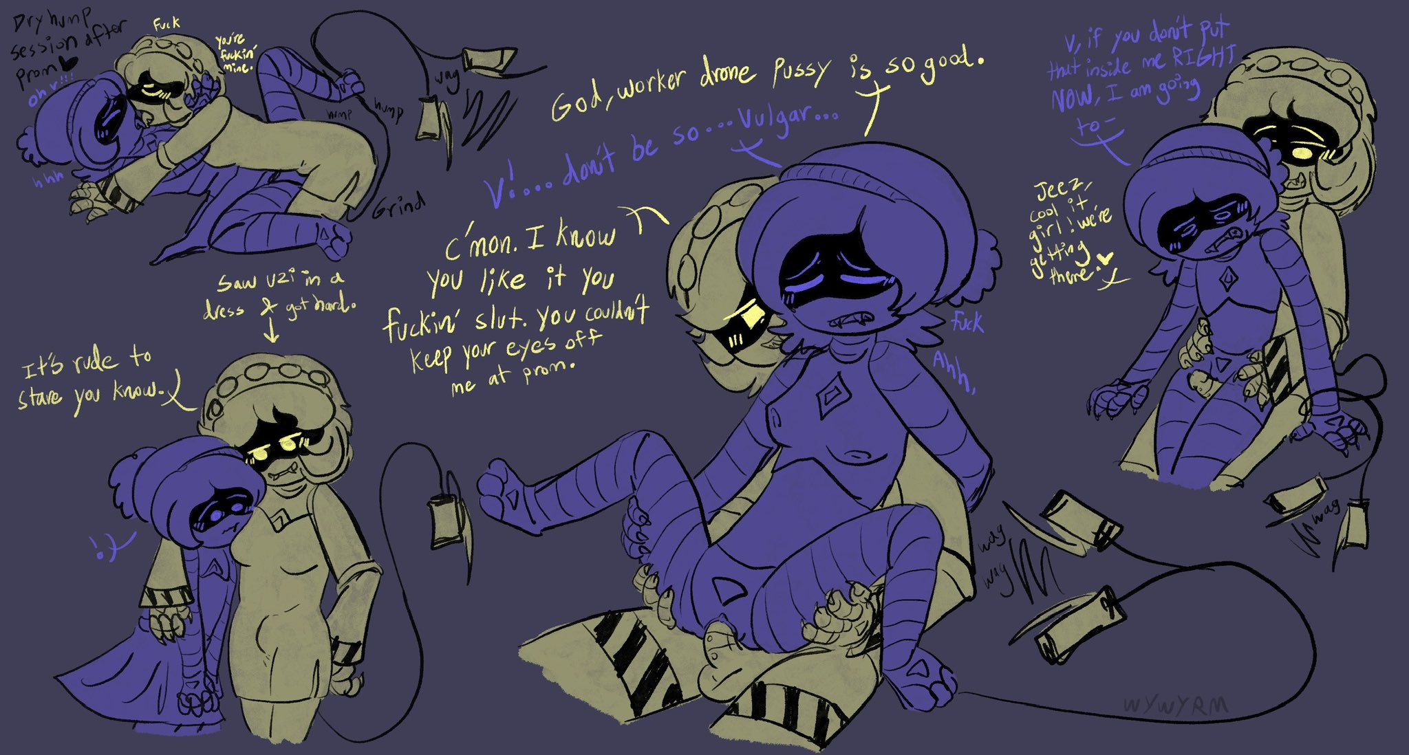 1futa, 1girls, big breasts, big penis, breasts, bulge, bulge through clothing, clothed, clothing, dry humping, duo, erection, erection under clothes, erection under skirt, female, fully clothed, futa on female, futanari, glitch productions, human, humping, intersex, lesbian, murder drones, nude, outercourse, penis, pussy, rubbing penis, sex, short hair, sitting, skirt, thigh sex, thighs, uzi (murder drones), v (murder drones), vaginal penetration, wywyrm
