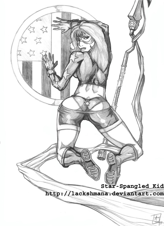 1girls 2007 ass courtney_whitmore dc dc_comics female female_only justice_society_of_america lackshmana panties solo star-spangled_kid stargirl superheroine uncensored