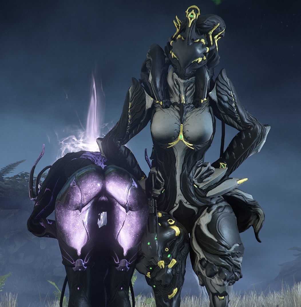 2girls ass ass_up bent_over bow breasts ember_(warframe) ember_heirloom_(warframe) saryn_(warframe) saryn_prime_(warframe) screencap screenshot warframe warframe_(species)