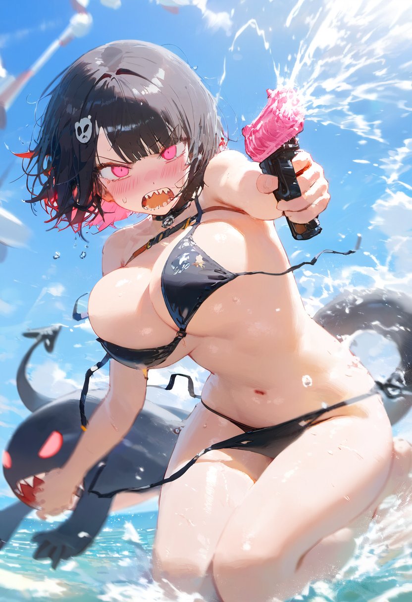 ai_generated big_breasts bikini breasts ellen_joe tagme water zenless_zone_zero