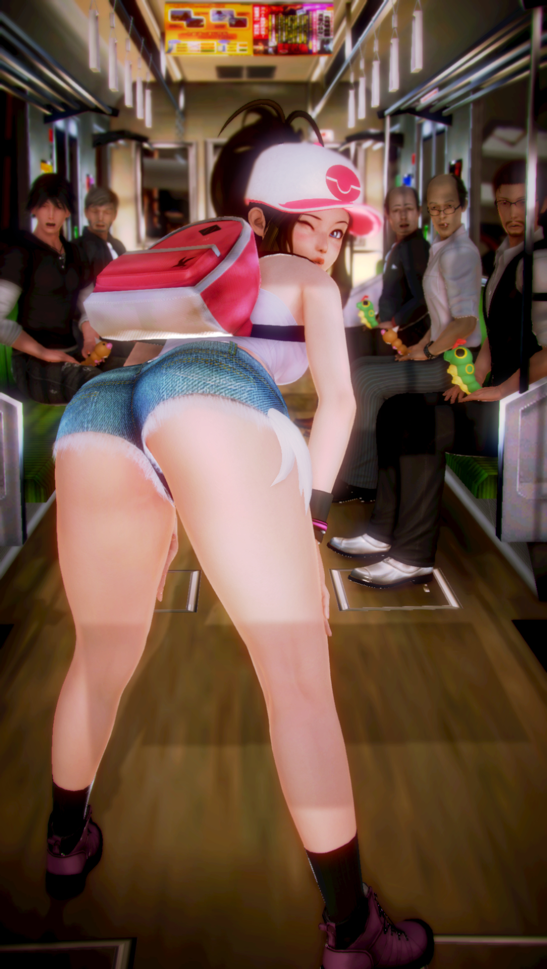 1girls, 3d, 5boys, ass, being watched, caterpie, female, hilda (pokemon), honey select, male, nintendo, pokemon, pokemon bw, pokemon rgby, pokephilia, public, train, weedle, witchanon