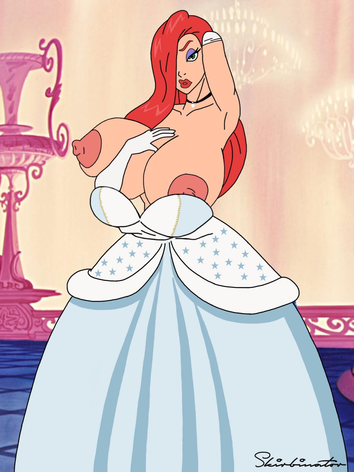 big_breasts bimbo breast_lift breasts bride cleavage disney elbow_gloves female female_only huge_breasts jessica_rabbit kimberly_(magic_book) large_areolae looking_at_viewer magic_book_(mnf) meet_'n'_fuck_games nipples skirbinator solo wedding_dress who_framed_roger_rabbit