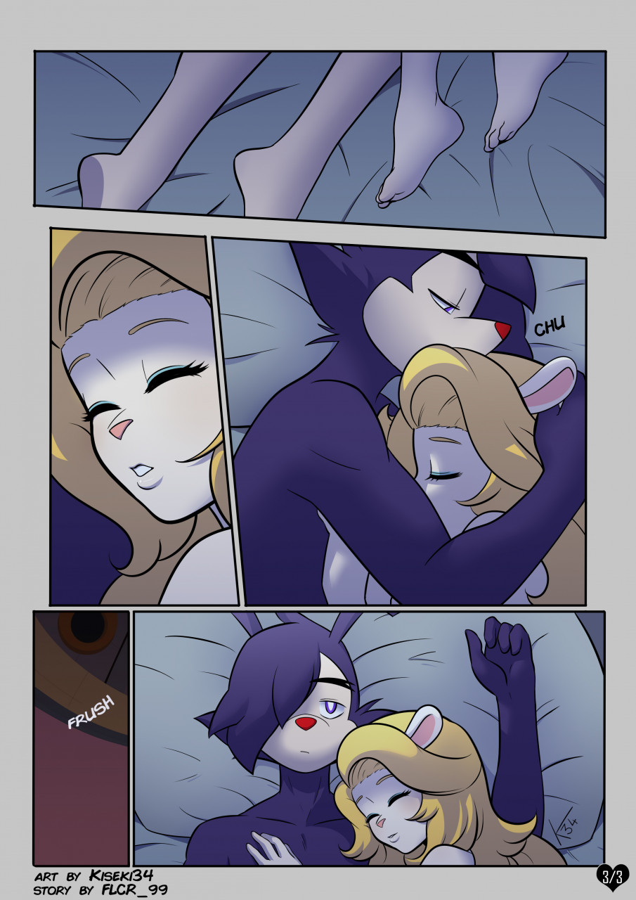 2021 3_toes 4_fingers after_sex animaniacs animaniacs_(2020) anime-aniacs anthro bed bedroom blonde_hair cheek_tuft closed_eyes comic comic_page cuddling english_text facial_markings facial_tuft feet female fingers fur furniture genitals hair head_markings heartwarming hi_res hug hulu inkblot kiseki_art kiss_on_head kissing male mammal markings mask_(marking) minerva_mink mink multicolored_body multicolored_fur muscular muscular_anthro muscular_male mustelid musteline nude pink_nose purple_body purple_eyes purple_fur purple_hair red_nose romantic_ambiance sex signature sleeping text toes translucent translucent_hair true_musteline tuft two_tone_body two_tone_fur warner_brothers white_body white_fur wholesome yakko_warner