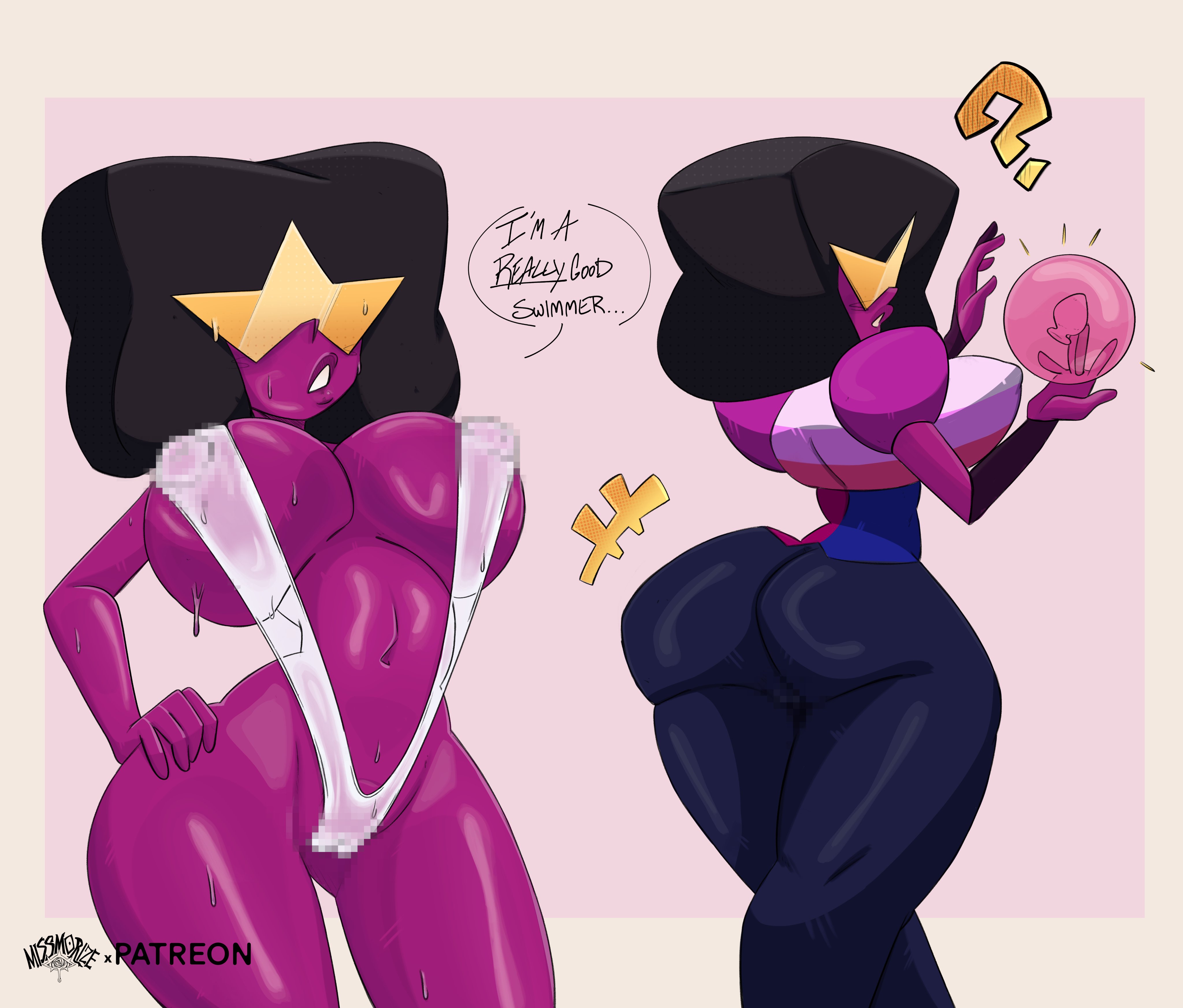 afro, big ass, big breasts, big butt, big nipples, big thighs, big titties, bikini, black hair, breasts, clothing, covered nipples, curvaceous, curvaceous female, curvaceous figure, curvy, curvy figure, curvy hips, female, female focus, female only, garnet (steven universe), missmorize, nipples, steven universe
