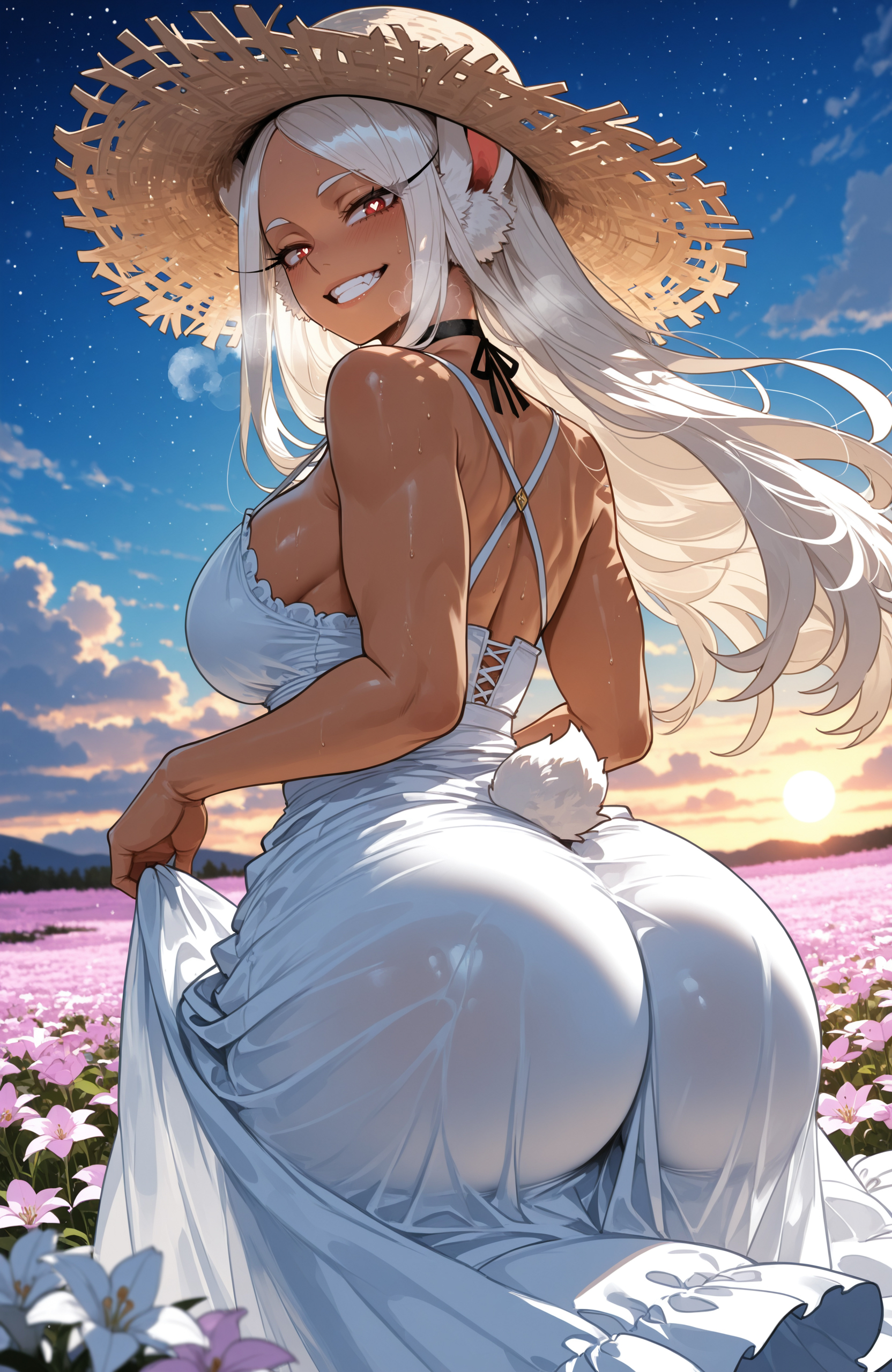 1girls, ai generated, ass, ass focus, big ass, big breasts, big butt, big thighs, boku no hero academia, breasts, cute, dark-skinned female, dress, female, female only, huge ass, huge breasts, huge butt, miruko, miyuai, my hero academia, rabbit ears, red eyes, rumi usagiyama, solo, thick ass, thick butt, thick thighs, tight dress, white hair