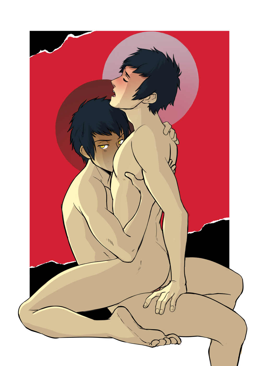 2boys anal barefoot feet male_focus megami_tensei multiple_boys nude penetration persona persona_5 selfcest sex shadow_self_(persona) sitting straddling toes yaoi yuuki_mishima