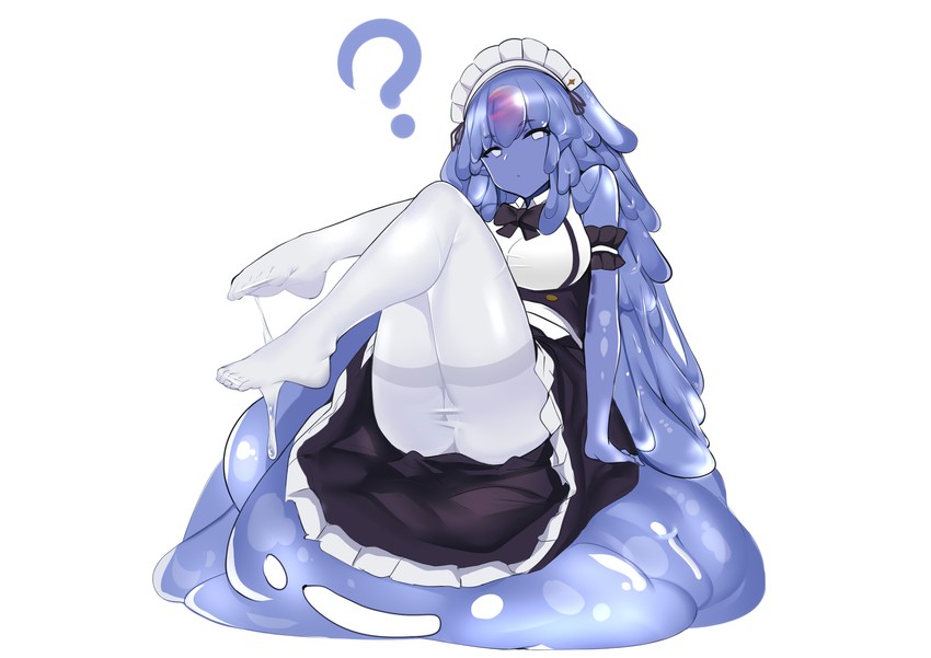 elbow_gloves gloves leotard maid maid_uniform monster_girl original panties slime_girl slm stockings white_gloves