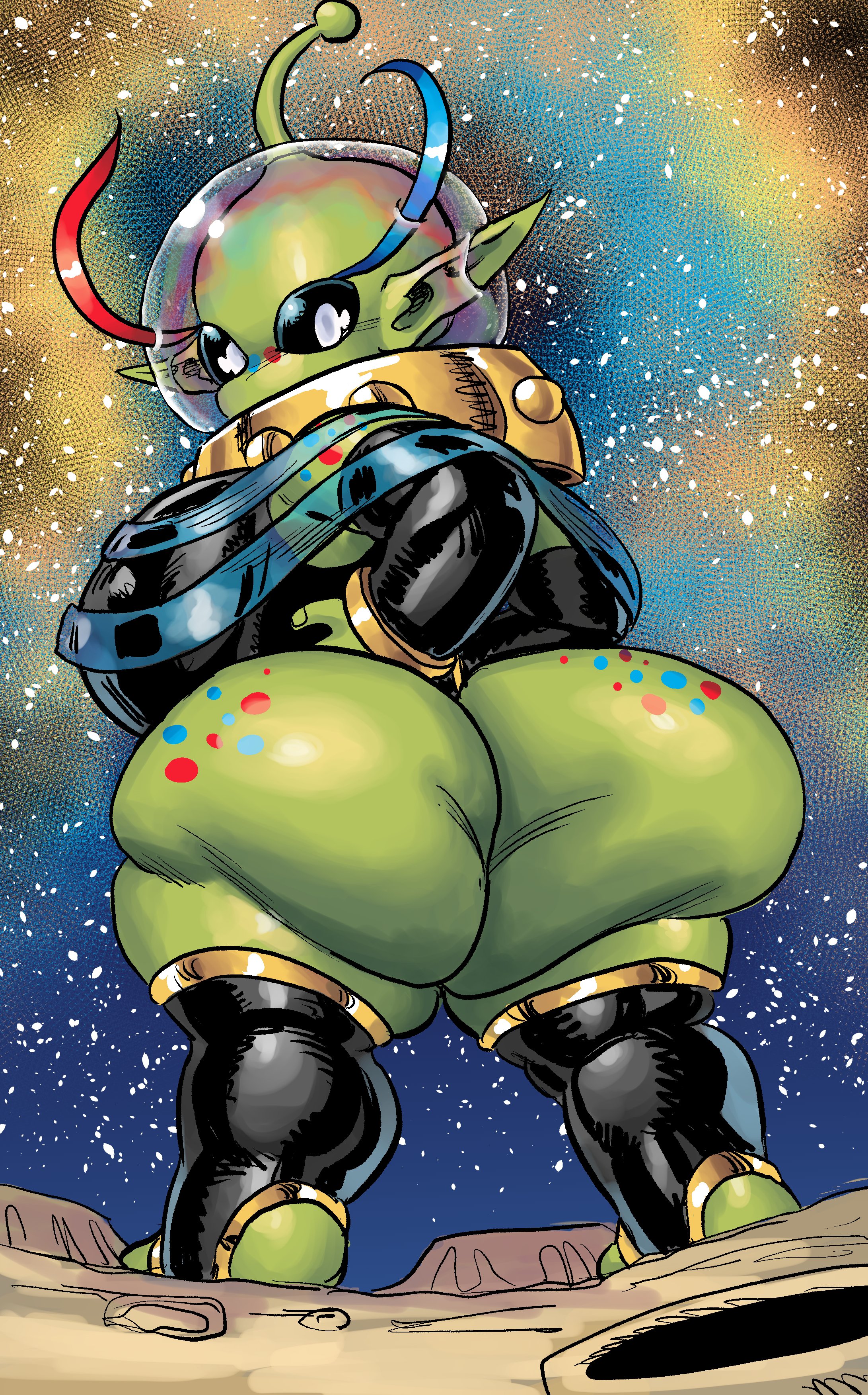 alien, alien girl, ass, big ass, big breasts, big butt, breasts, bubble ass, bubble butt, butt, female, goudadunn, huge ass, huge breasts, huge butt, looking at viewer, solo, tagme