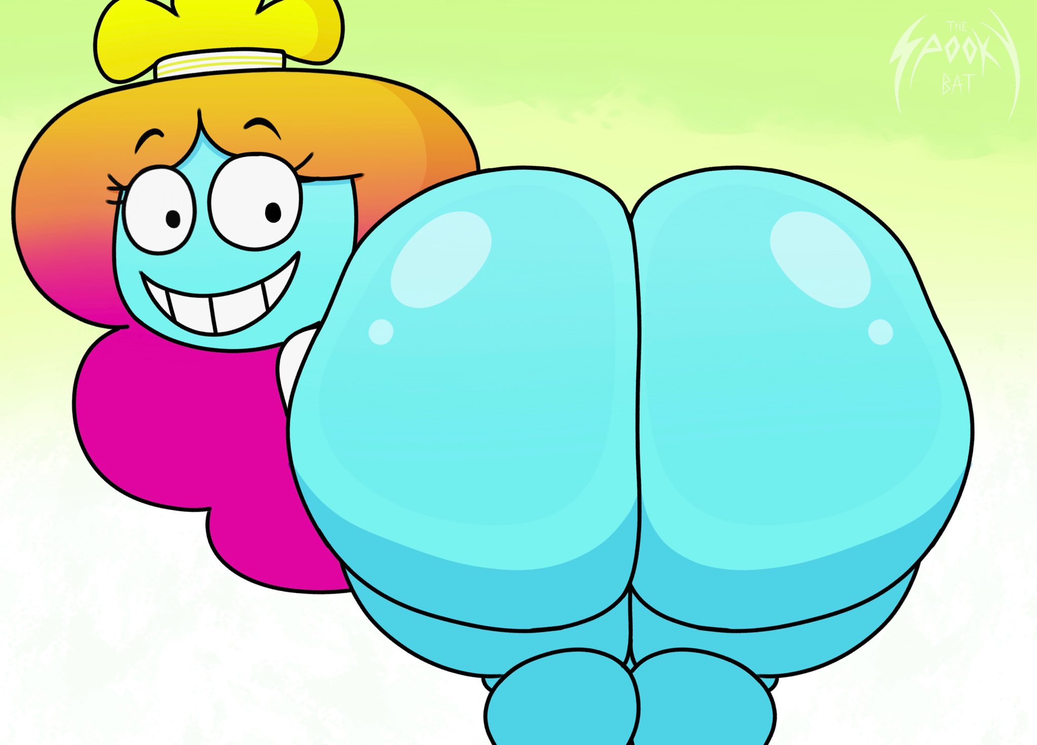 ass, ass focus, blue skin, bubble butt, cartoon network, female, female only, ghostlydoodles, multicolored hair, rachel wilson, sexy, spookyryder, the amazing world of gumball