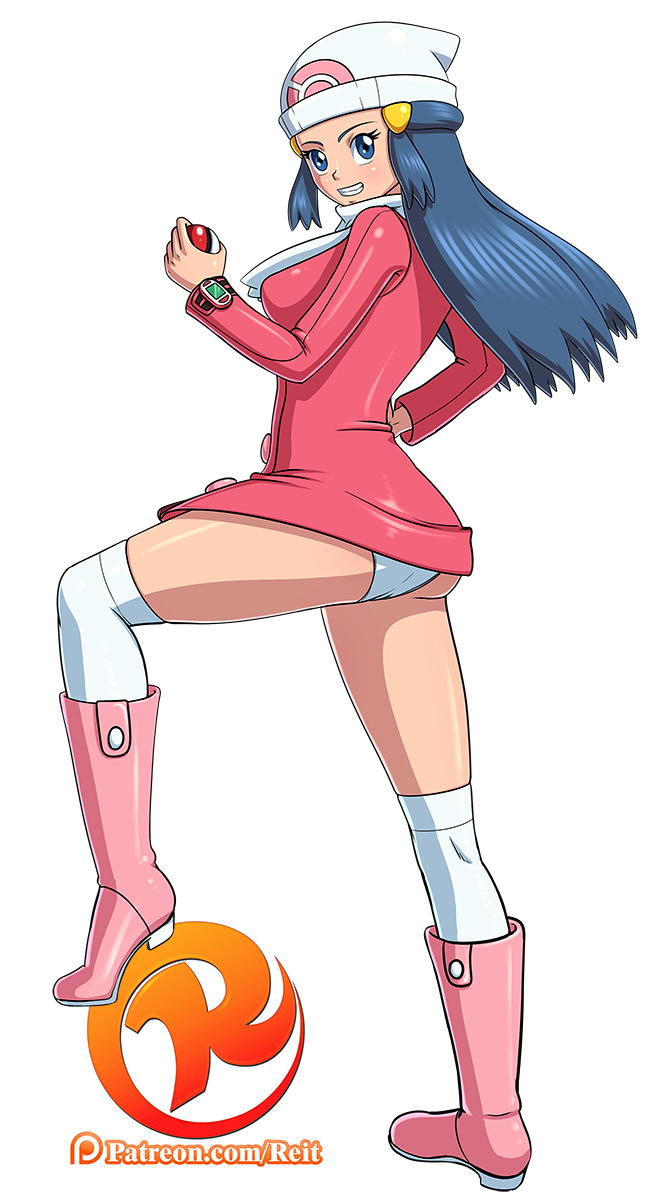 blue_eyes blue_hair boots dawn_(pokemon) human jacket jpeg pink_jacket pokemon pokemon_dppt pokemon_platinum reit