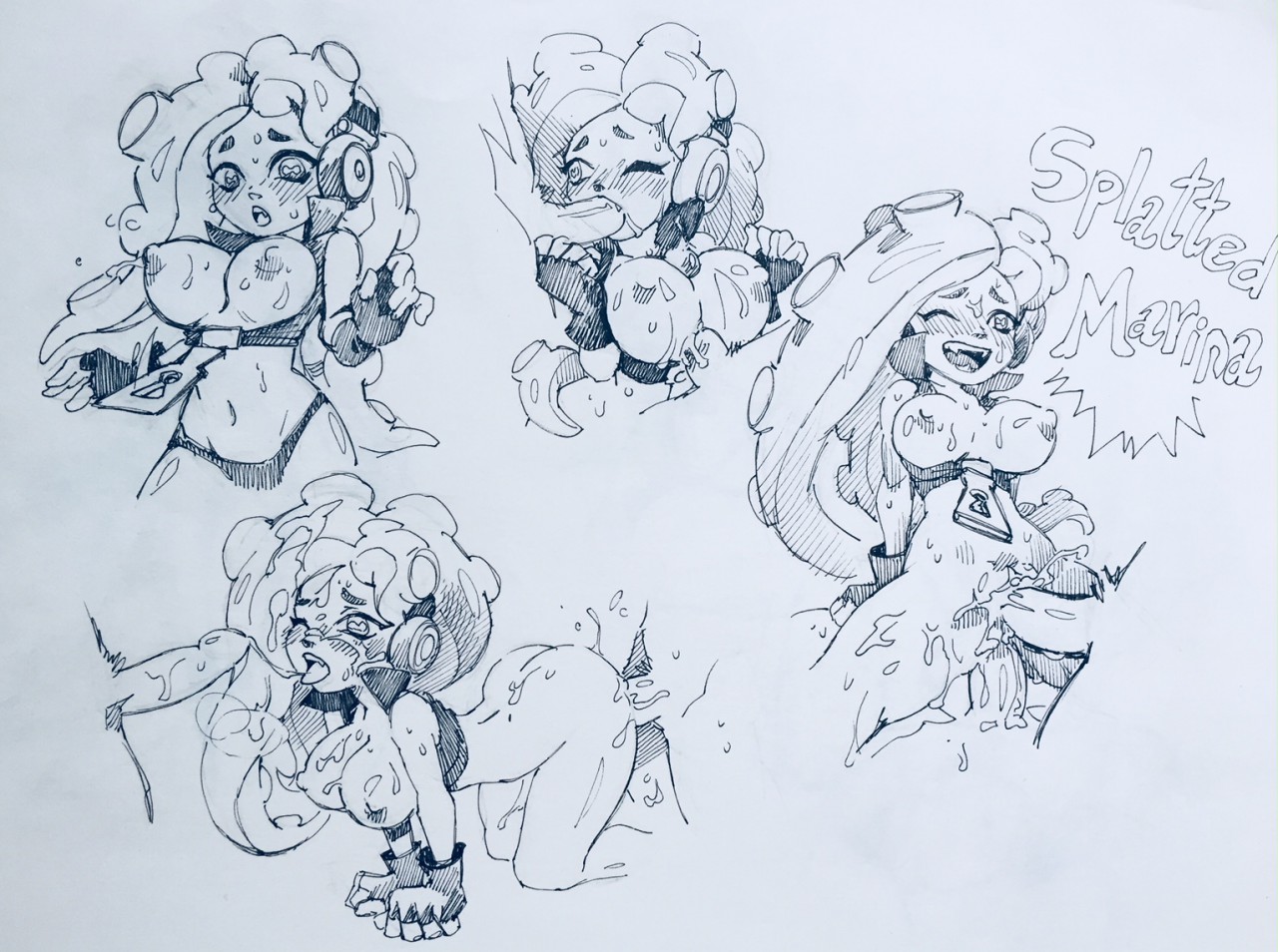 cum, cum in mouth, cum in pussy, cum inside, female, impregnation, marina (splatoon), nintendo, octoling, one eye closed, pussy, splatoon, splatoon 2, twistedterra, vaginal penetration