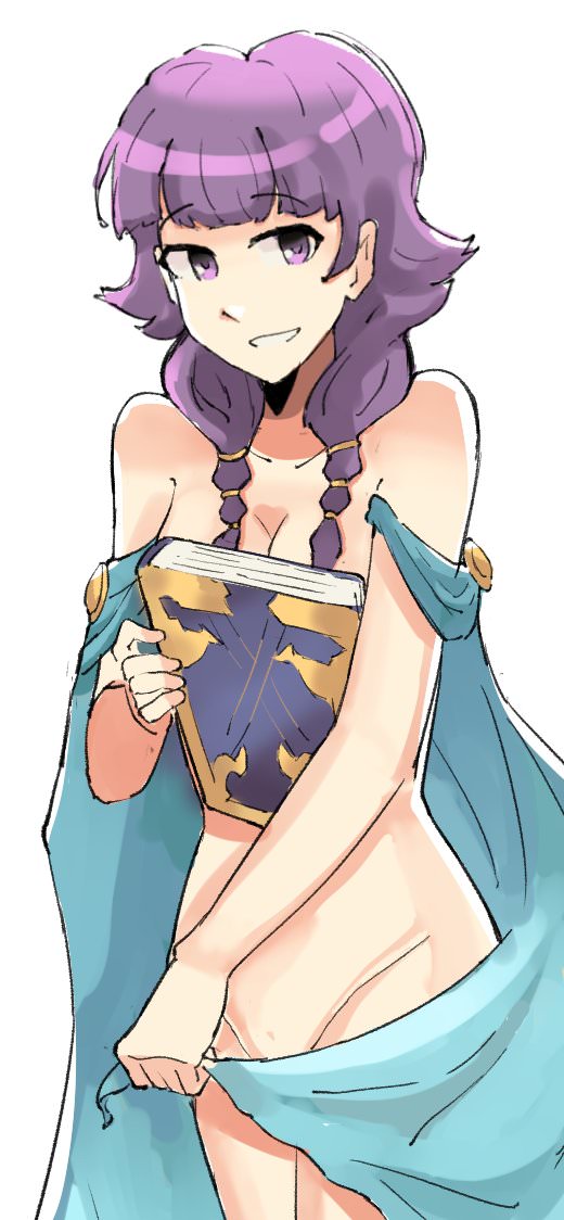 1girls breasts brozoco covering_breasts covering_crotch fire_emblem fire_emblem:_the_sacred_stones lute_(fire_emblem) nintendo nude purple_hair short_hair smile tagme thighs white_background