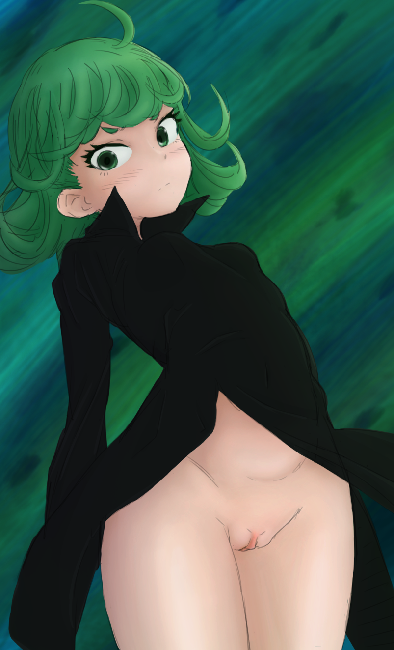 1girls clothing edit edited female female_only green_eyes green_hair misusage one-punch_man tatsumaki vagina