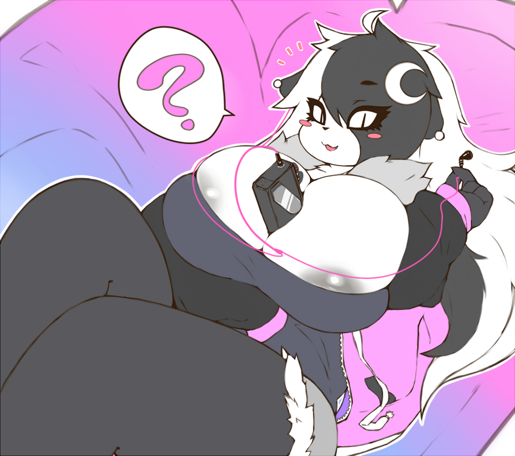 amad_no_moto anthro bear big_breasts breasts cleavage clothed clothing female furry hair jacket long_hair luna_paws lying mammal nipples panda slightly_chubby slit_pupils solo thick_thighs urban wide_hips