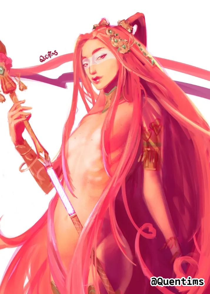 1girls, 2d, 2d (artwork), 2d artwork, aphrodite (hades), background, bare arms, bare belly, bare chest, bare hands, bare hips, bare midriff, bare navel, bare shoulders, bare skin, belly, belly button, black eyes, black-eyed female, blank background, breasts, censored, censored breasts, censored nipples, closed mouth smile, collarbone, completely naked, completely naked female, completely nude, completely nude female, convenient censoring, digital, digital art, digital drawing, digital drawing (artwork), digital media, digital media (artwork), divine slut, drawing, exposed, exposed arms, exposed belly, exposed chest, exposed hips, exposed midriff, exposed navel, exposed shoulders, exposed skin, female, female focus, female only, fingers, flat belly, flat breasts, flat chest, flat chested, from front, front view, fully naked, fully nude, hades (game), hades 2, hair censor, hair ornament, hair ornaments, hair over breasts, head tilt, inguinal crease, inguinal ligament, kpop demon hunters, lean figure, light smile, lip gloss, lips, lipstick, long hair, looking at viewer, looking sideways, looking to the side, midriff, mira (kpop demon hunters), monotone background, naked, naked female, naked woman, narrow waist, navel, nude, nude female, nudist, nudity, one color background, parted bangs, petite, petite body, petite breasts, petite female, petite girl, petite tits, pink eyes, pink hair, pink hair female, pink-eyed female, pink-haired female, plain background, portrait, quentims, red lips, red lipstick, ribcage, ribs, shoulders, skinny, skinny female, skinny girl, skinny waist, slender body, slender waist, slight smile, slim female, slim waist, small boobs, small breasts, small tits, small waist, smile, smiley face, smiling, smiling at viewer, smooth chest, solid color background, solo, staff, standing, thin female, thin waist, three-quarter view, tied hair, tilted head, tiny breasts, tiny tits, top view, topless, topless female, two side up, upper body, very long hair, very long hair female, white background, wide hips