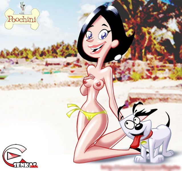 1girls areolae bikini bikini_bottom black_hair blue_eyes breasts canine collar copyright_name dog earrings esenkas eyeliner female female_only feral footwear hand_on_breast high_heels human kneeling lipstick looking_at_another looking_at_viewer mammal medium_breasts milf nipples open_smile outdoors pink_lipstick poochini poochini's_yard short_hair smile solo tagme tongue tongue_out topless wendy_white yellow_bikini