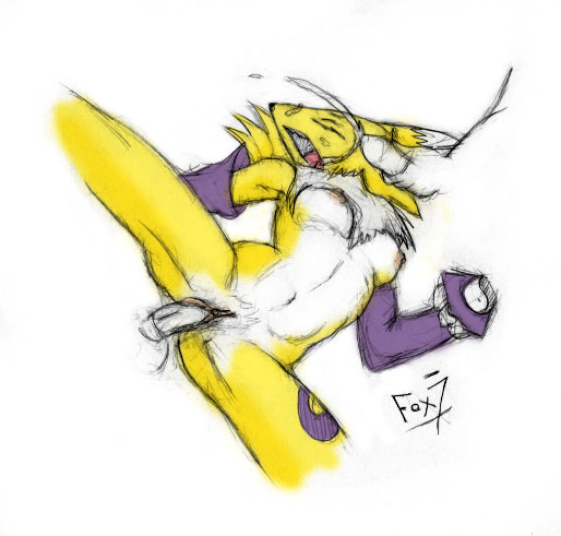 anthro color cum digimon female fox7 fur furry male nude partially_colored renamon sex sketch tagme vaginal_penetration