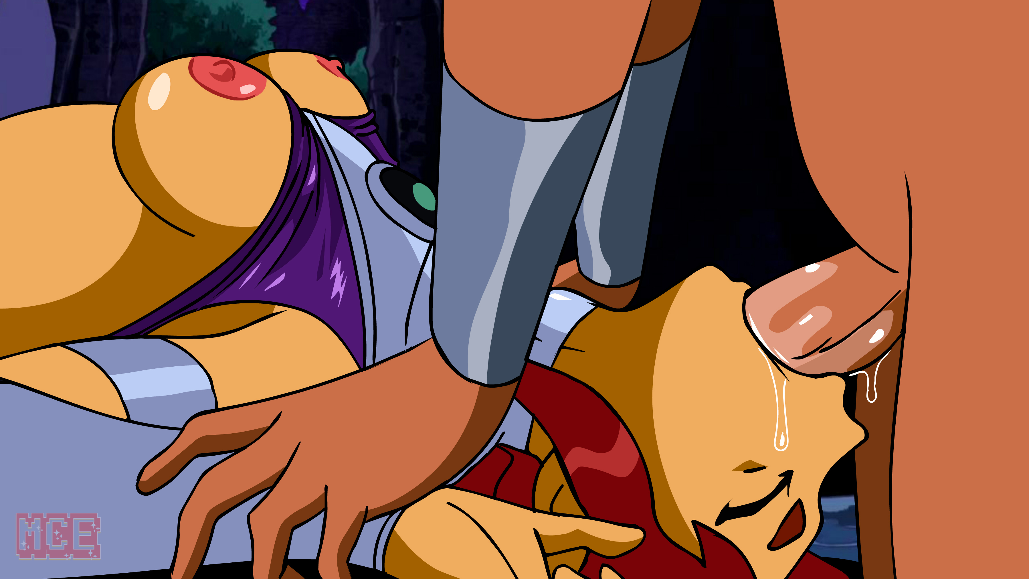 1futa, 1girls, alien girl, blackfire, bra, bra lift, breasts, cartoon network, dc, dc comics, eyes closed, fellatio, female, female focus, forced, forest, futa on female, futanari, hand on arm, implied futa, incest, intersex, komand'r, koriand'r, laying down, long hair, medium breasts, mrclearedits, naked, nipples, nude, nude female, oral, outdoors, penis, red hair, saliva, saliva drip, saliva on penis, siblings, sisters, solo focus, standing, starfire, straight hair, teen titans, throat swabbing