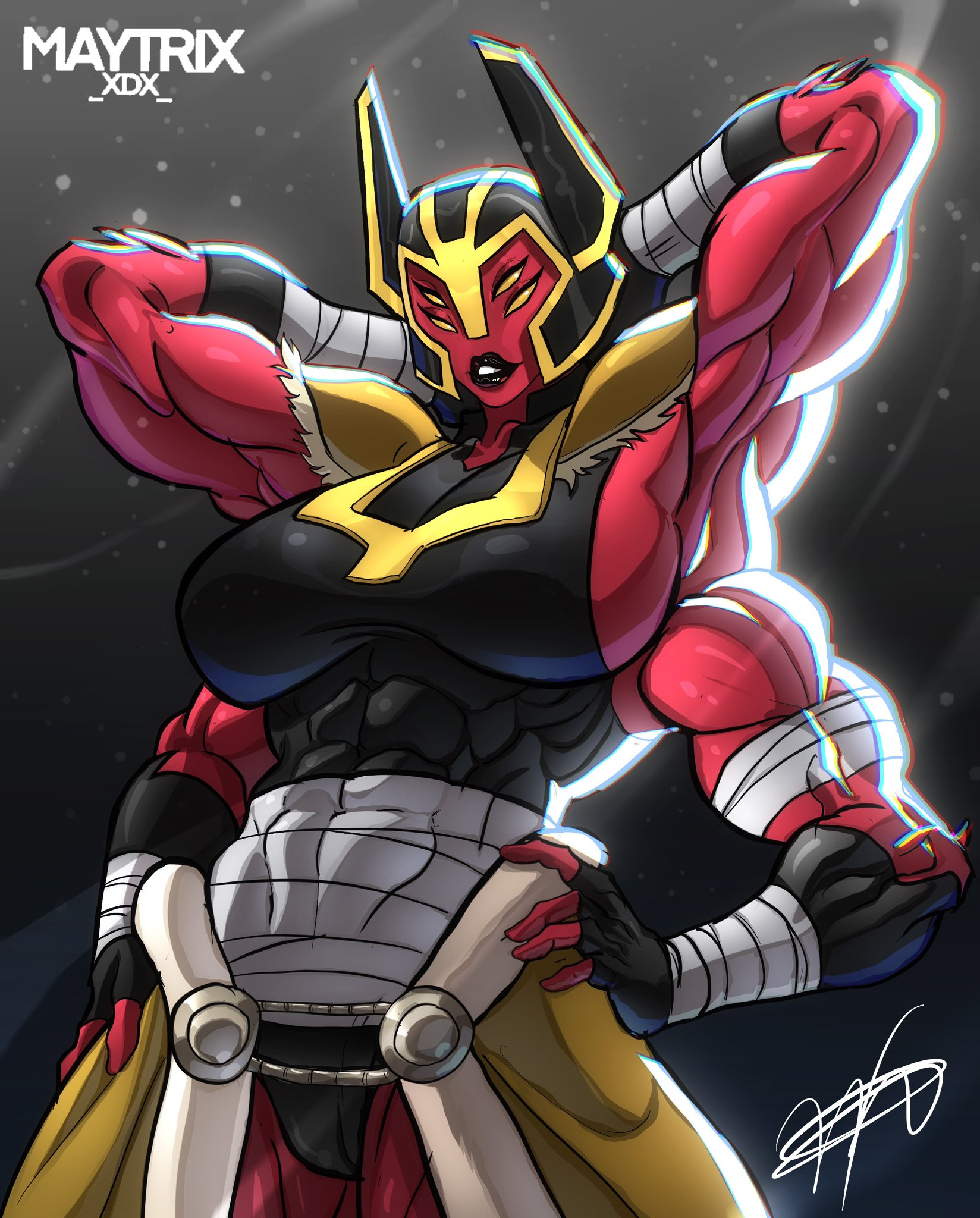 1female, 1girl, 1girls, 4 arms, abs, ben 10, ben 10 omniverse, big breasts, breasts, cameltoe, female, female focus, female only, looma red wind, muscular, muscular female, red skin, tagme (artist), tetramand, yellow eyes