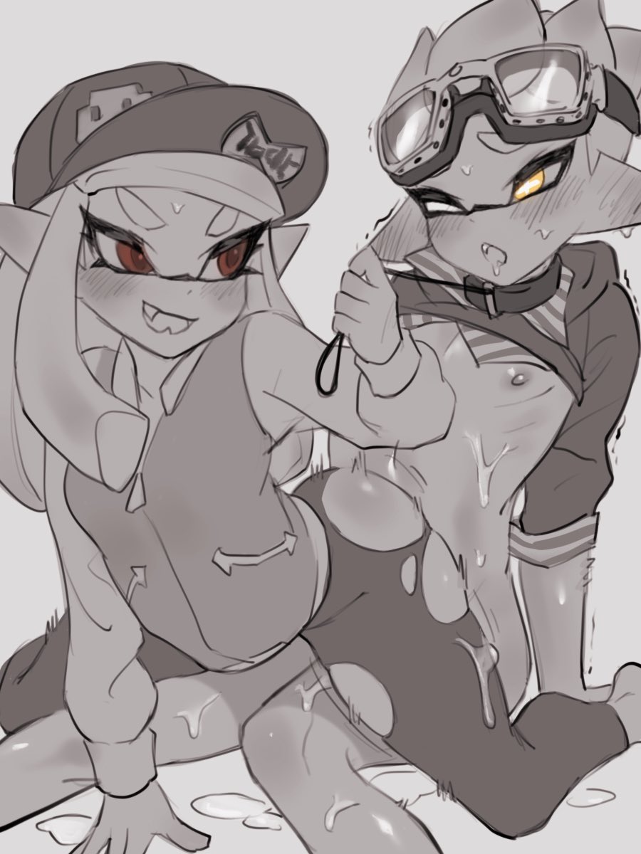 1girls, blush, clothing, cum, female, femboy, femboy on female, femdom, glasses, hat, implied sex, inkling, jtveemo, male, nintendo, open mouth, shirt, shirt lift, sketch, splatoon, splatoon (series), splatoon 2, straight, tentacle hair, torn clothes