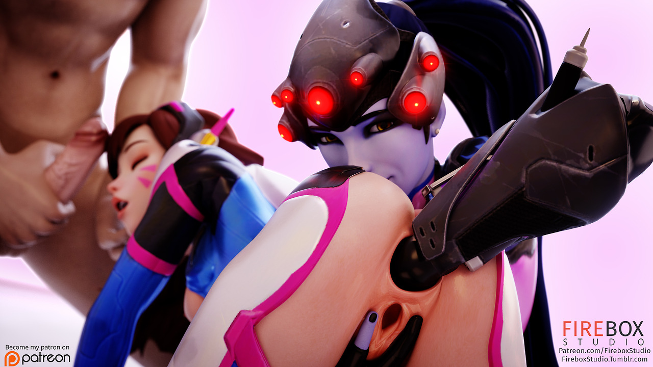 1boy, 2girls, 3d, amelie lacroix, anal, anal fisting, anal insertion, blue eyes, brown hair, d.va, female, fireboxstudio, fisting, gaping, gaping anus, hana song, looking at viewer, male, overwatch, pussy, threesome, unseen male face, widowmaker